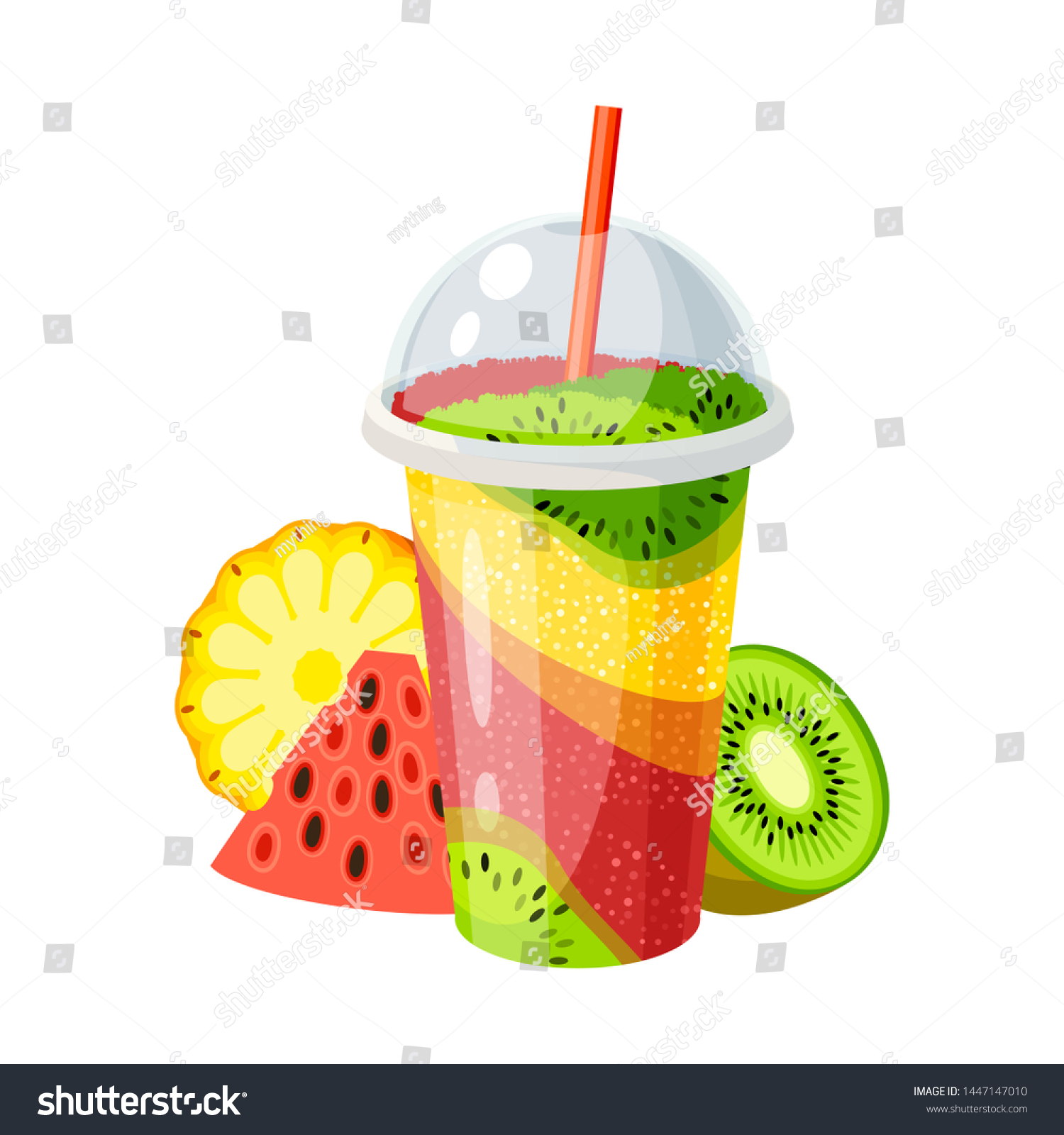 Plastic Cup Lid Straw Full Colorful Stock Vector (Royalty Free ...