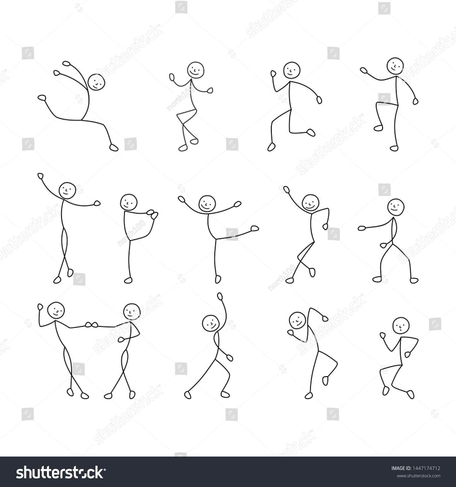 Cartoon Icons Set Sketch Little People Stock Illustration 1447174712 ...