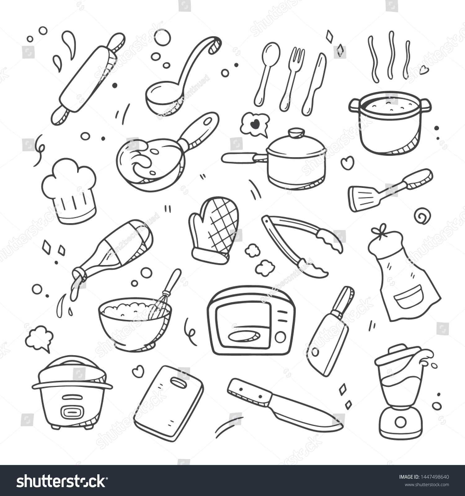 Kitchen Doodle Background Vector Illustration Stock Vector (Royalty ...