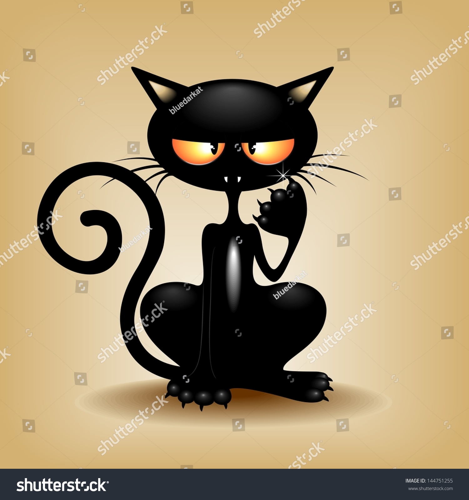 Картинка чёрного кота чертёнка мультяшного