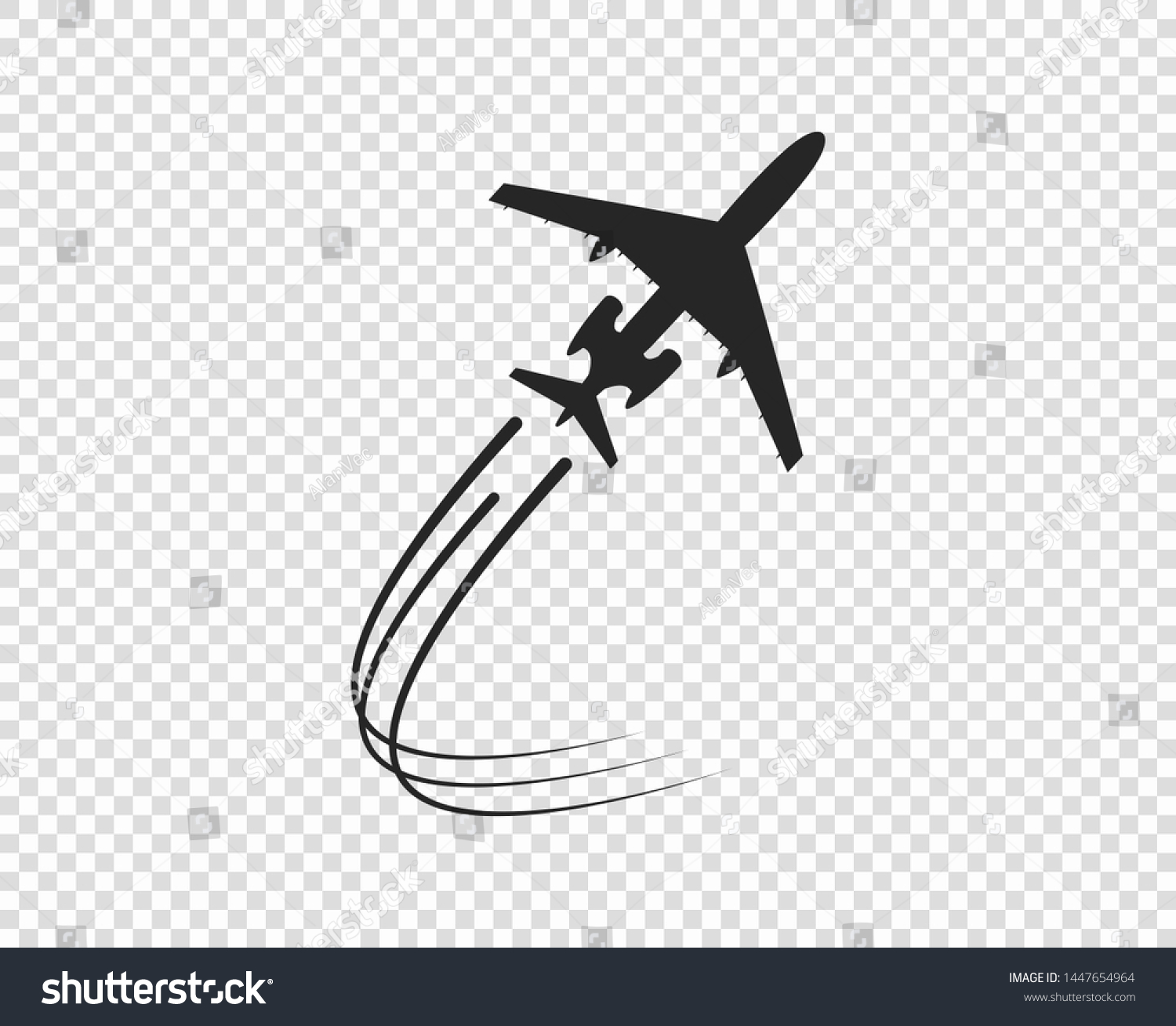 Airplane Icon Silhouette Taking Off Twisting Stock Vector (Royalty Free ...