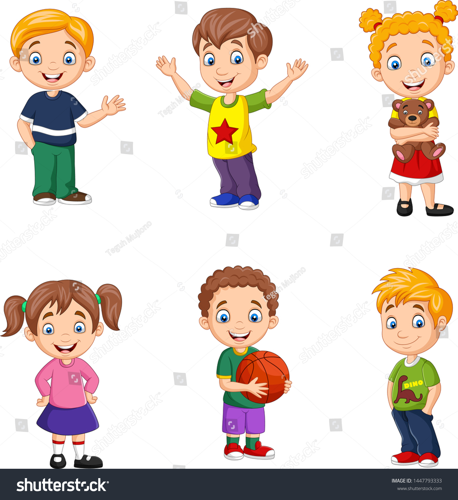 Happy Little Kids Collection Set Stock Vector (Royalty Free) 1447793333 ...