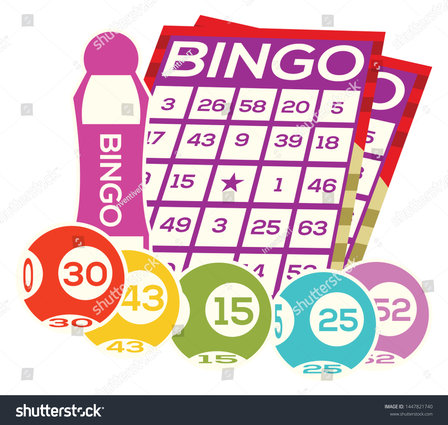 Set Bingo Balls Vector Illustration Silhouette Stock Vector (Royalty ...