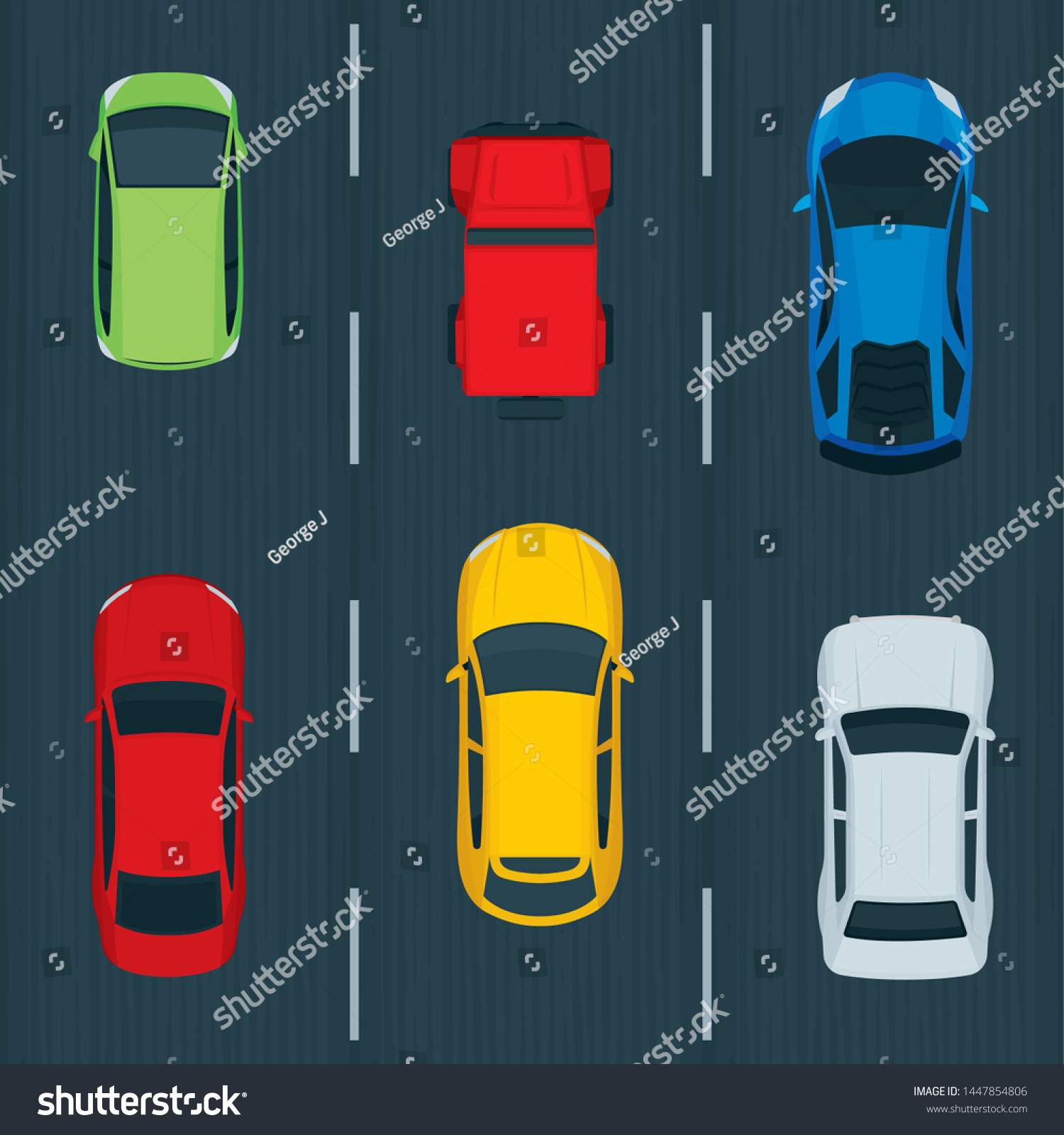 Top View Cars On Road Traffic Stock Vector (Royalty Free) 1447854806 ...