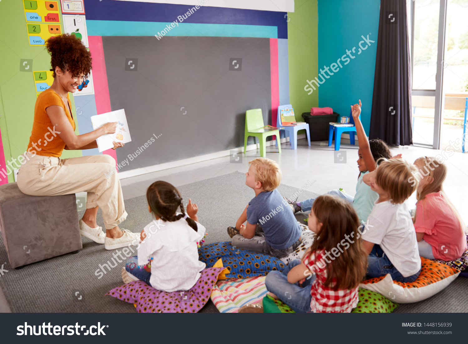 Elementary Pupils Raising Hands Answer Question Stock Photo 1448156939 ...