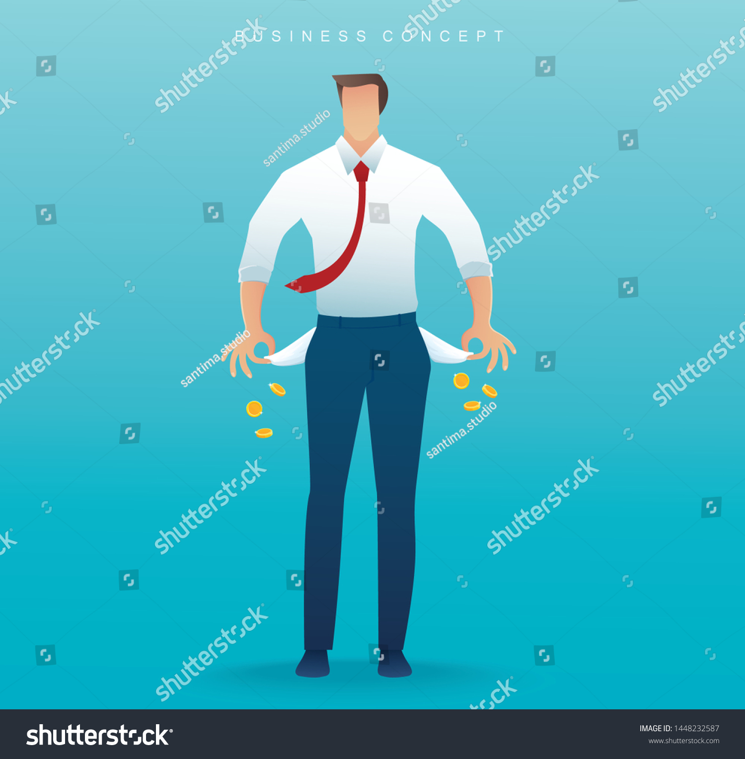 Poor Man Showing His Empty Pockets Stock Vector (Royalty Free ...