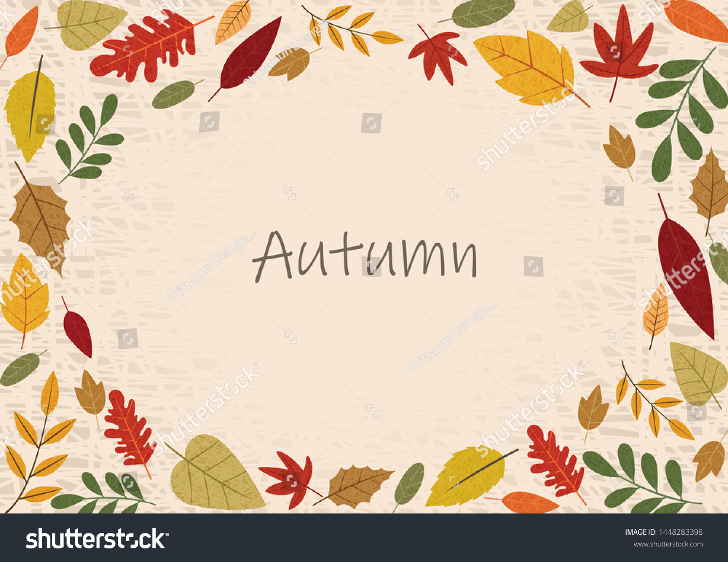 Autumn Leaves Frame Vector Decoration On Stock Vector (Royalty Free ...