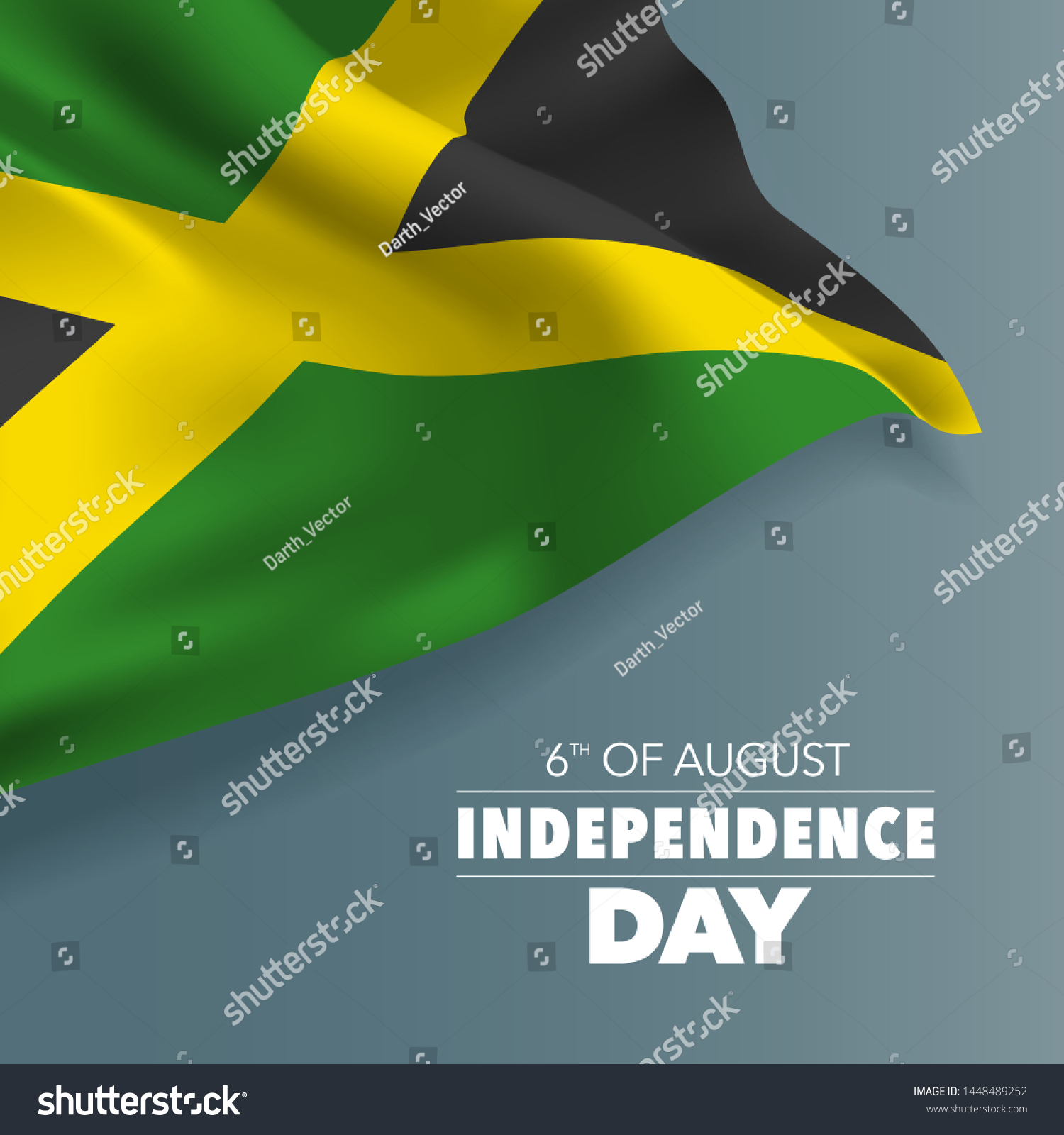 Jamaica Happy Independence Day Greeting Card Stock Vector (Royalty Free