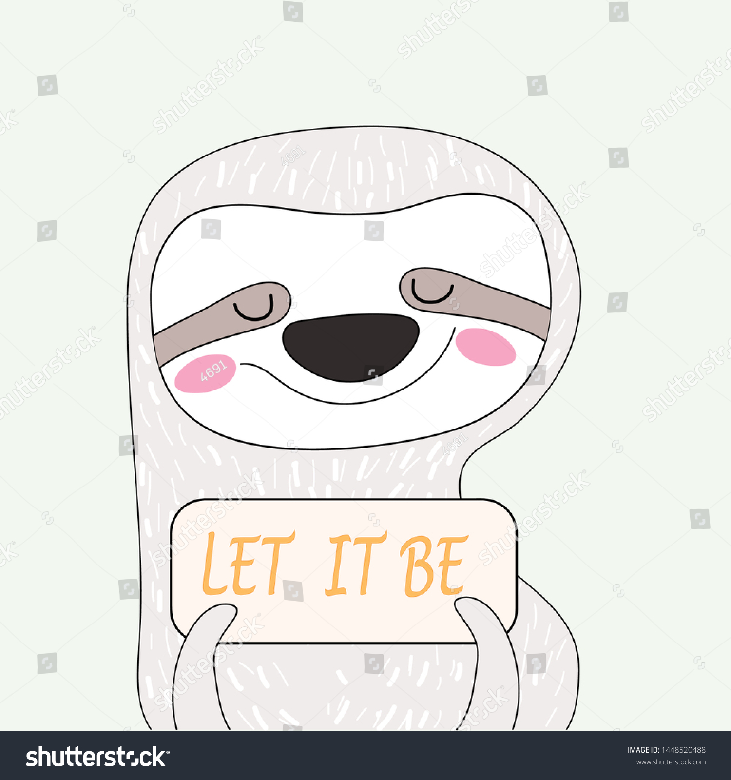 Cute Sloth Animal Design Print Vector Stock Vector (Royalty Free ...