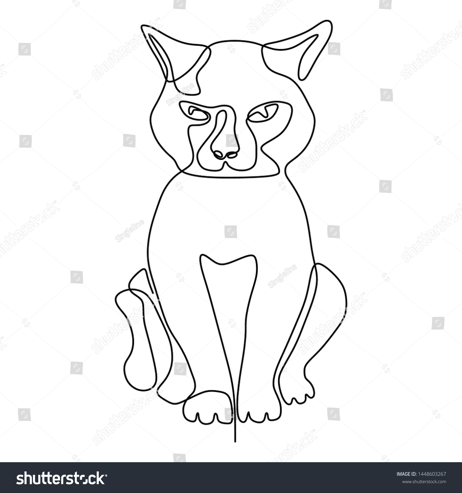 Continuous Line Cat Vector Drawing Stock Vector (Royalty Free ...