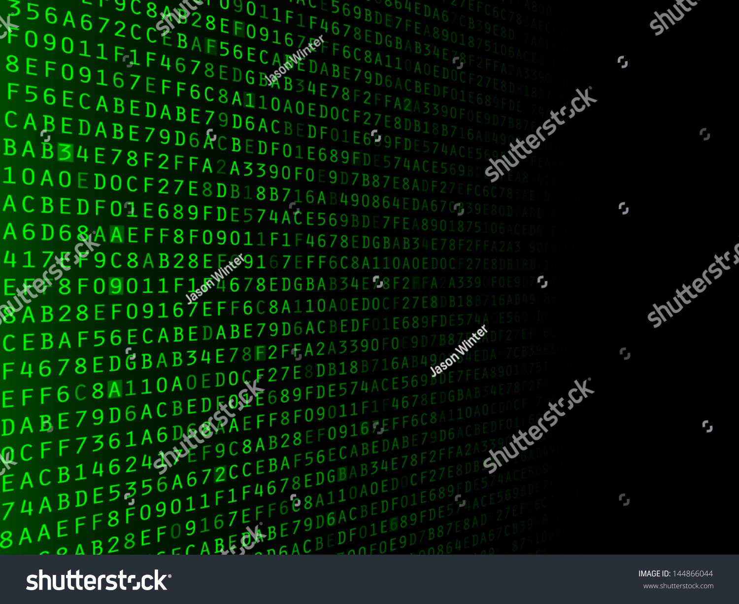Green Hexadecimal Computer Code Fading Right Stock Illustration ...