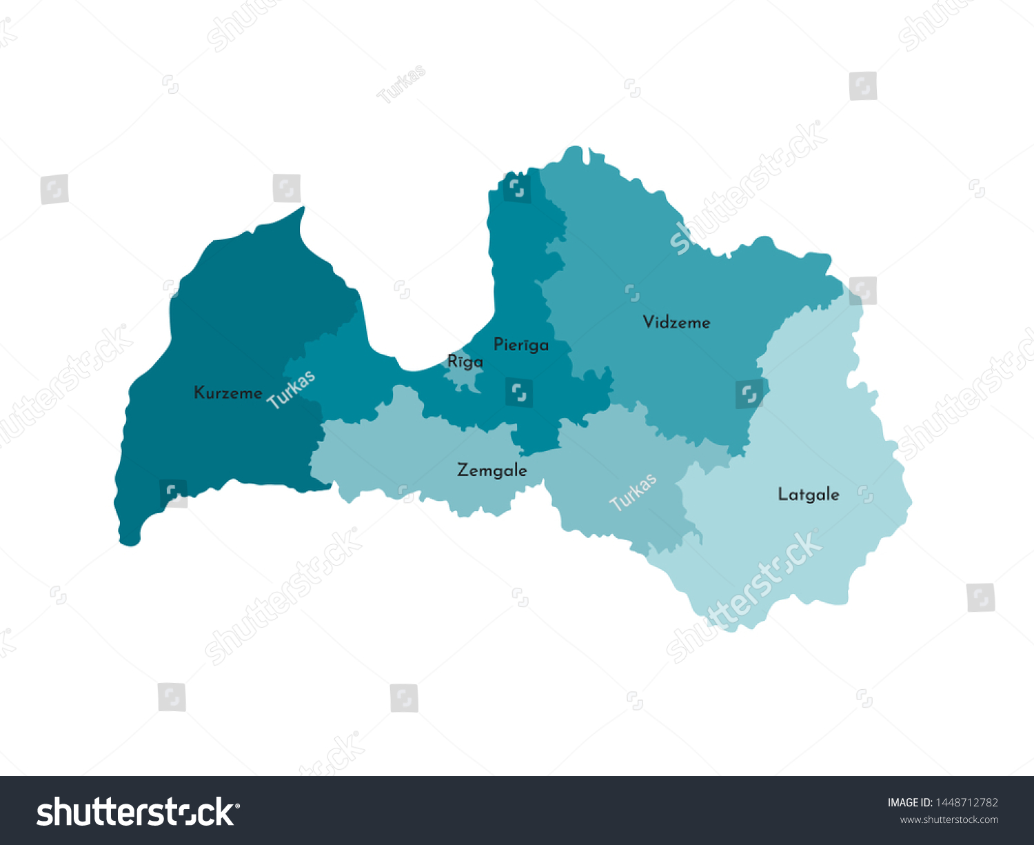 Vector Isolated Illustration Simplified Administrative Map Stock Vector   Stock Vector Vector Isolated Illustration Of Simplified Administrative Map Of Latvia Borders And Names Of The 1448712782 