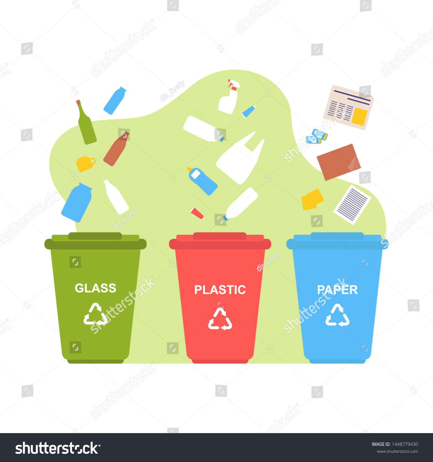 Waste Management Recycling Concept Different Colored Stock Vector ...