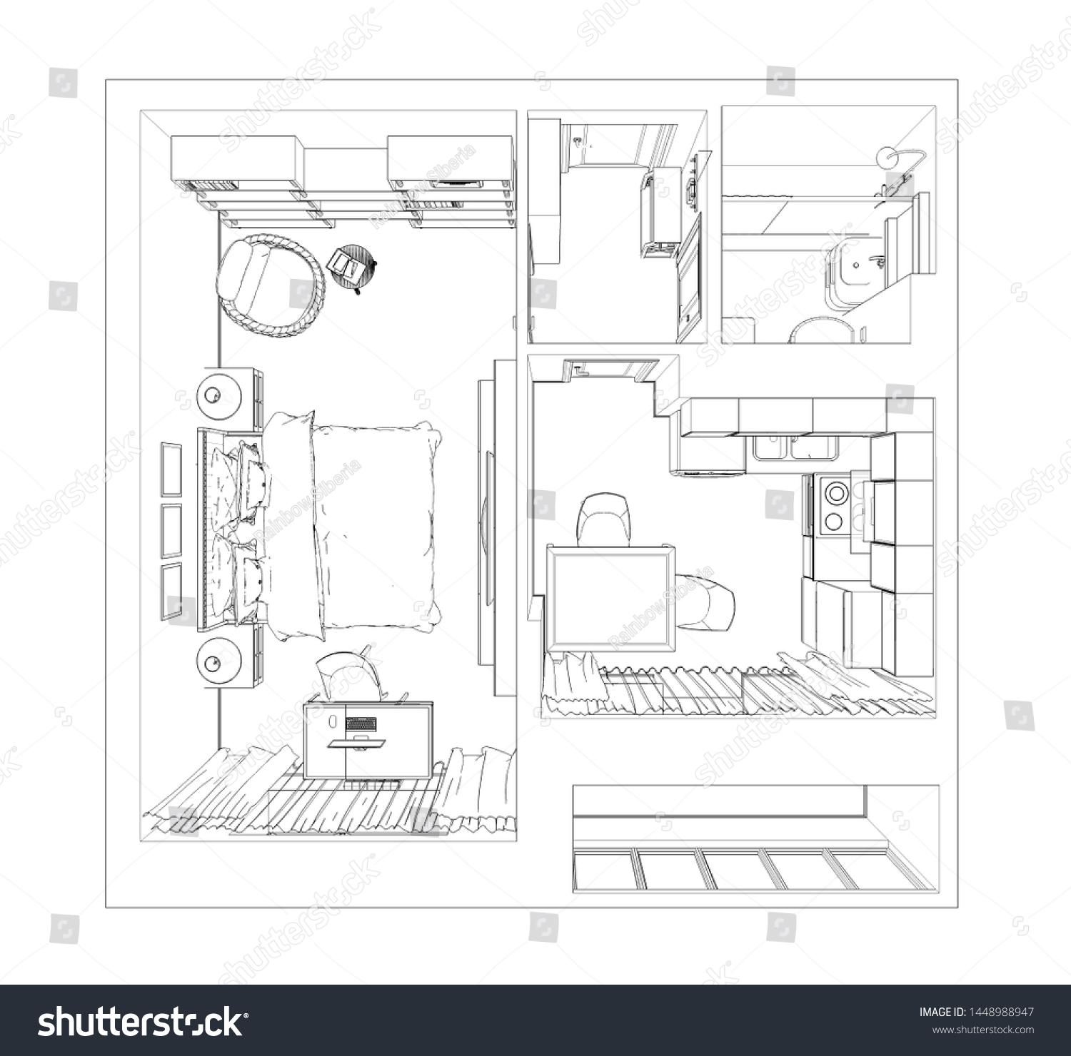 3d Render Isolated Modern Flat Design Stock Illustration 1448988947 ...