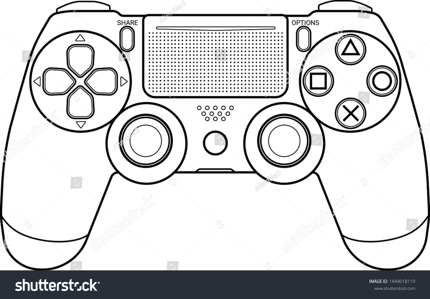 Vector Illustration Dualshock4 Gamepad Outline Stock Vector (Royalty ...