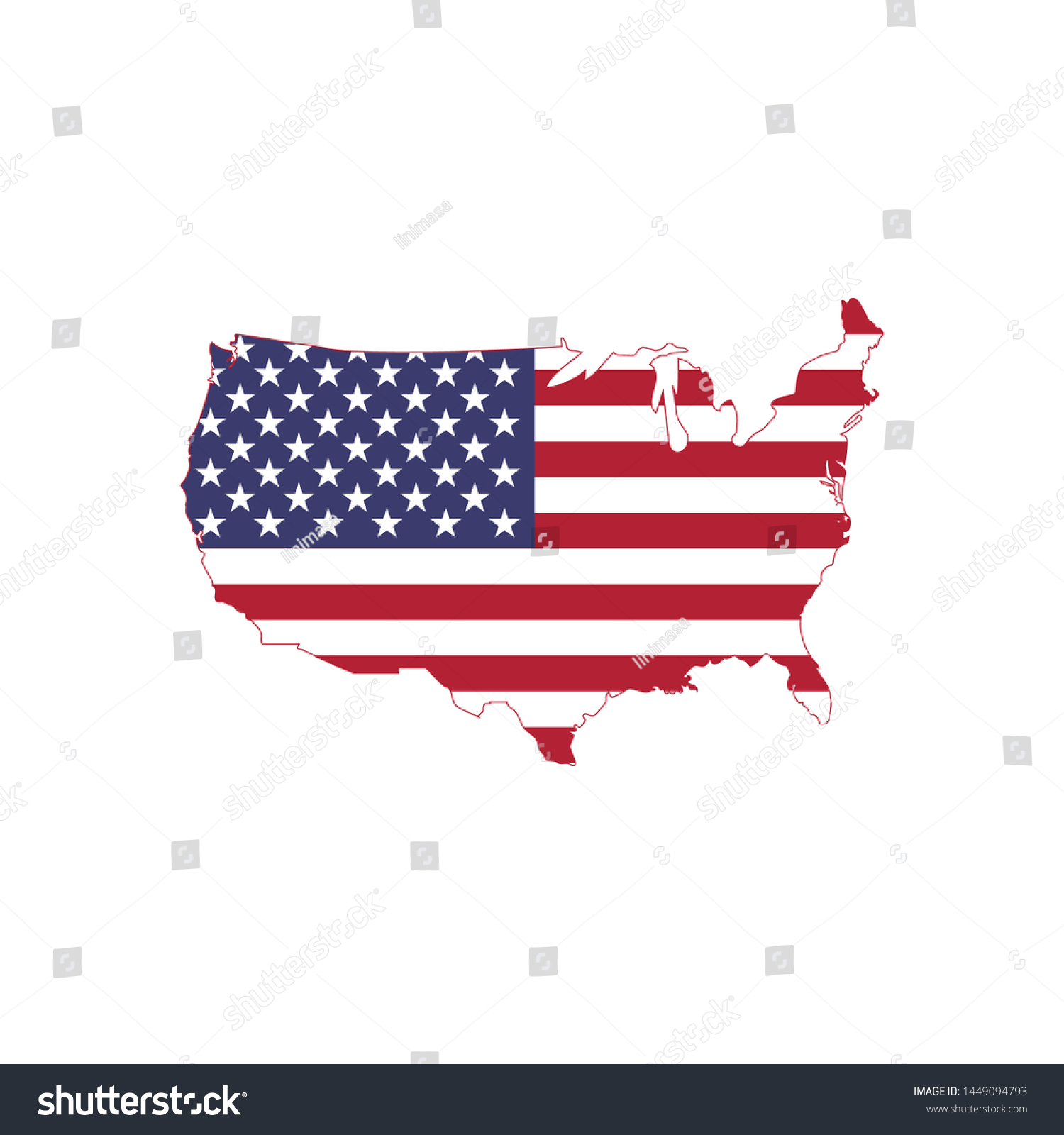 American Flag Vector On American Map Stock Vector (Royalty Free ...