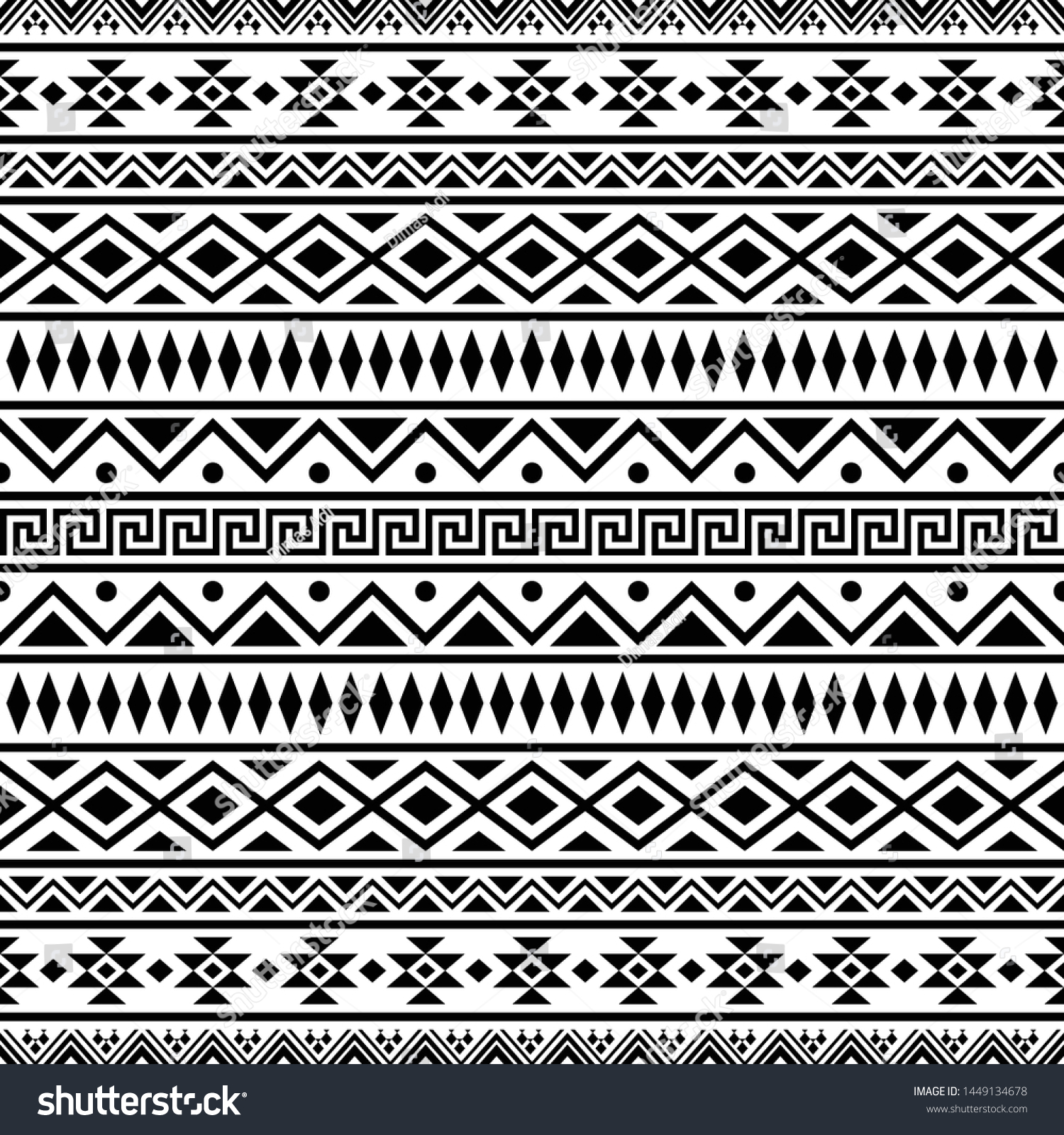 Traditional Aztec Pattern Black White Color Stock Vector (Royalty Free ...