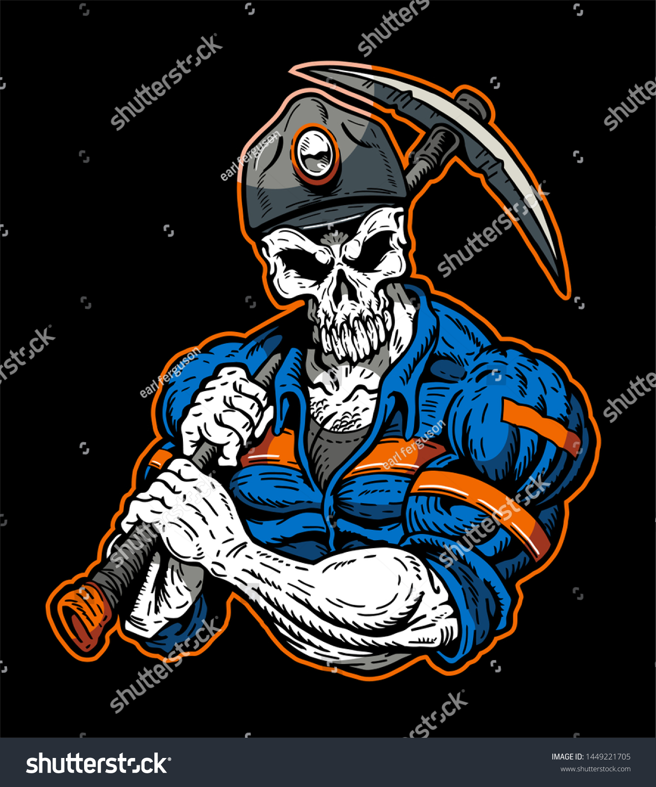 Muscular Grim Reaper Coal Miner Mascot Stock Vector (Royalty Free ...