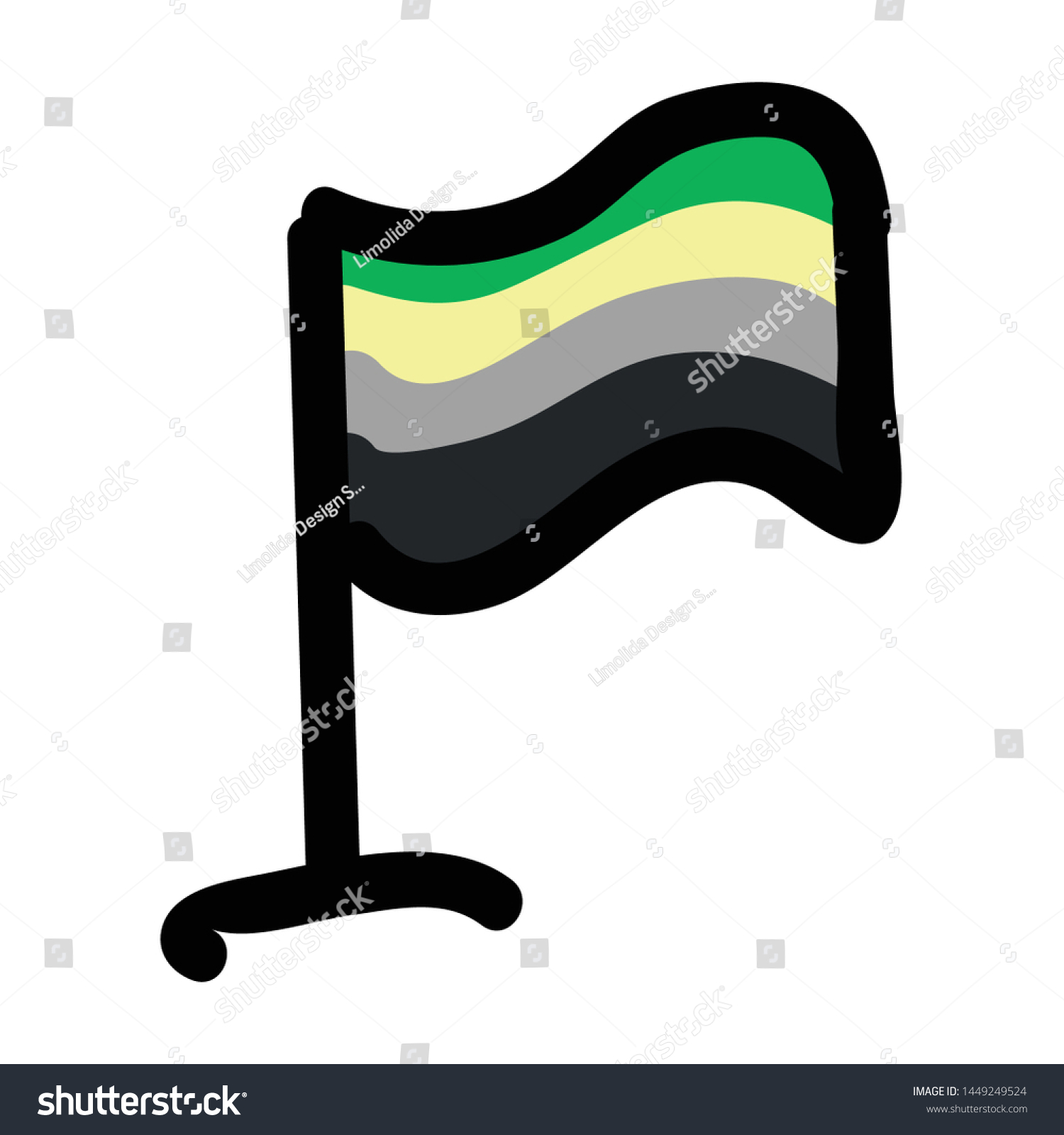 Cute Aromantic Flag Cartoon Vector Illustration Stock Vector Royalty Free 1449249524 