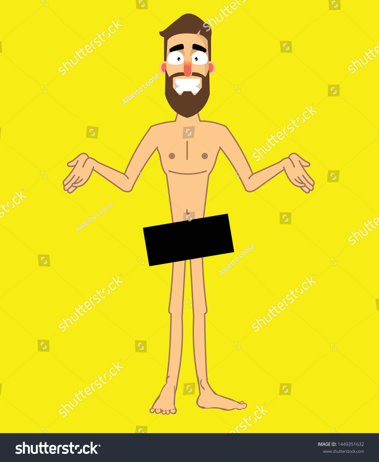 Naked Character Covered Black Rectangles Stock Vector Royalty Free