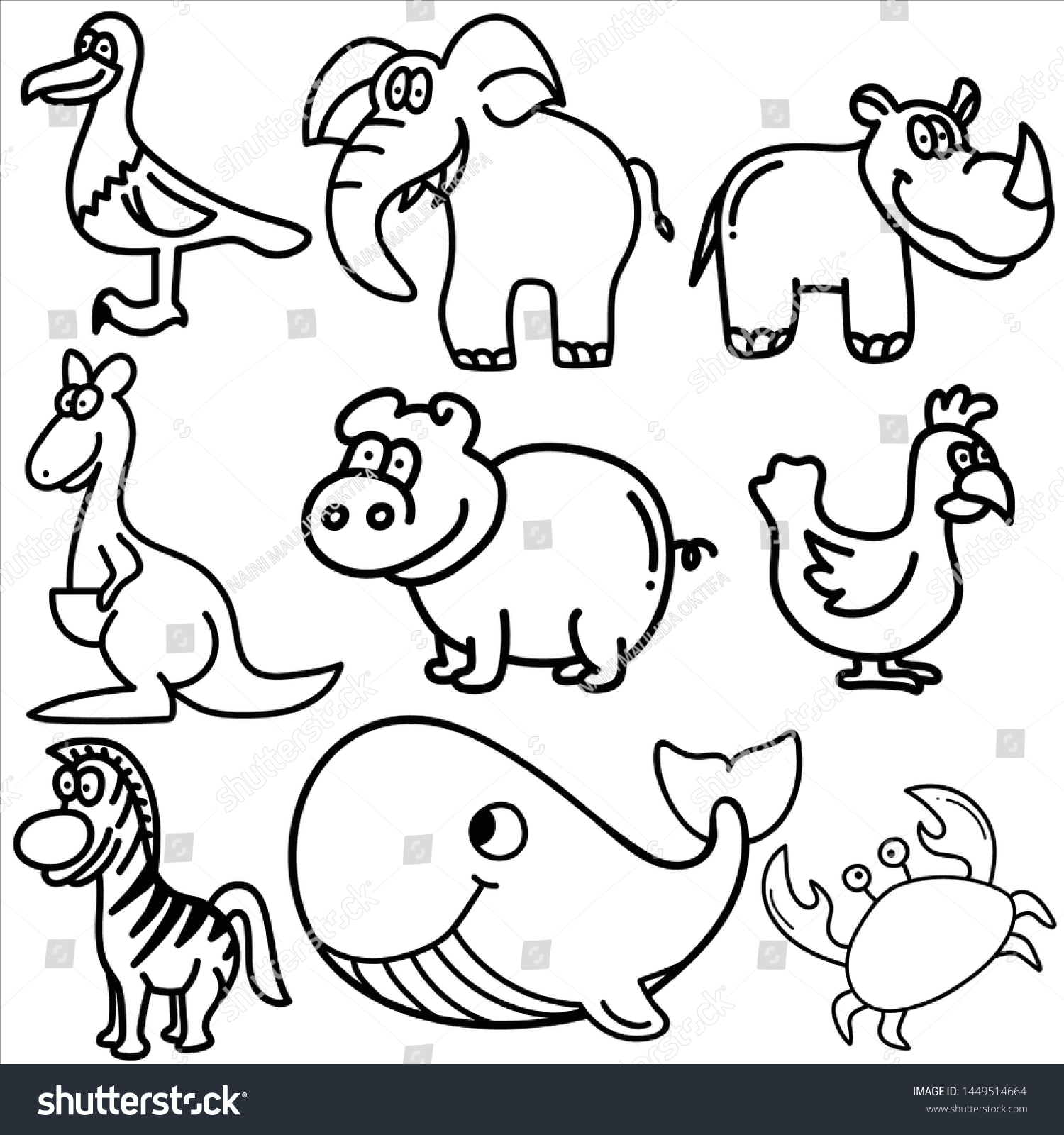 Set Animals Doodle Isolated On White Stock Vector (royalty Free 