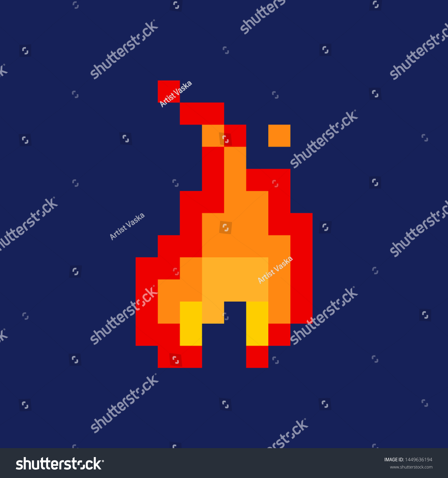 8 Bit Pixel Fire Flame Vector Stock Vector (Royalty Free) 2132802717