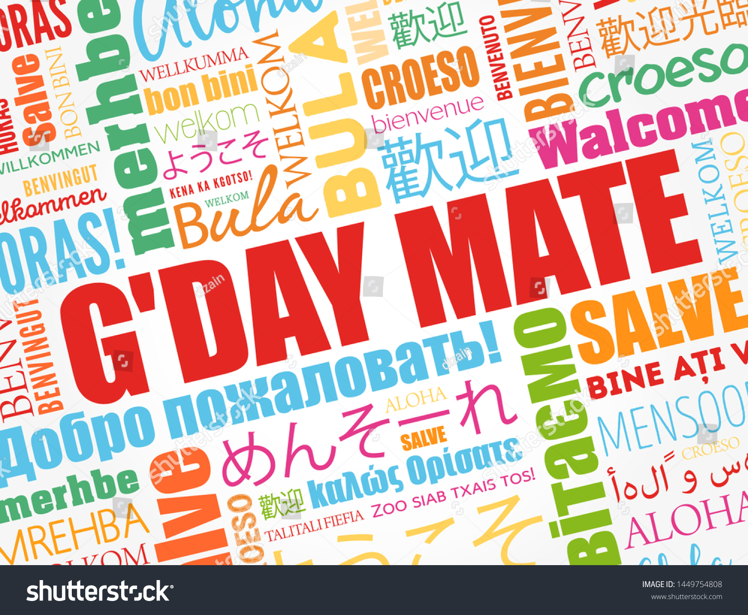 Gday Mate Welcome Australian Word Cloud Stock Vector (Royalty Free ...