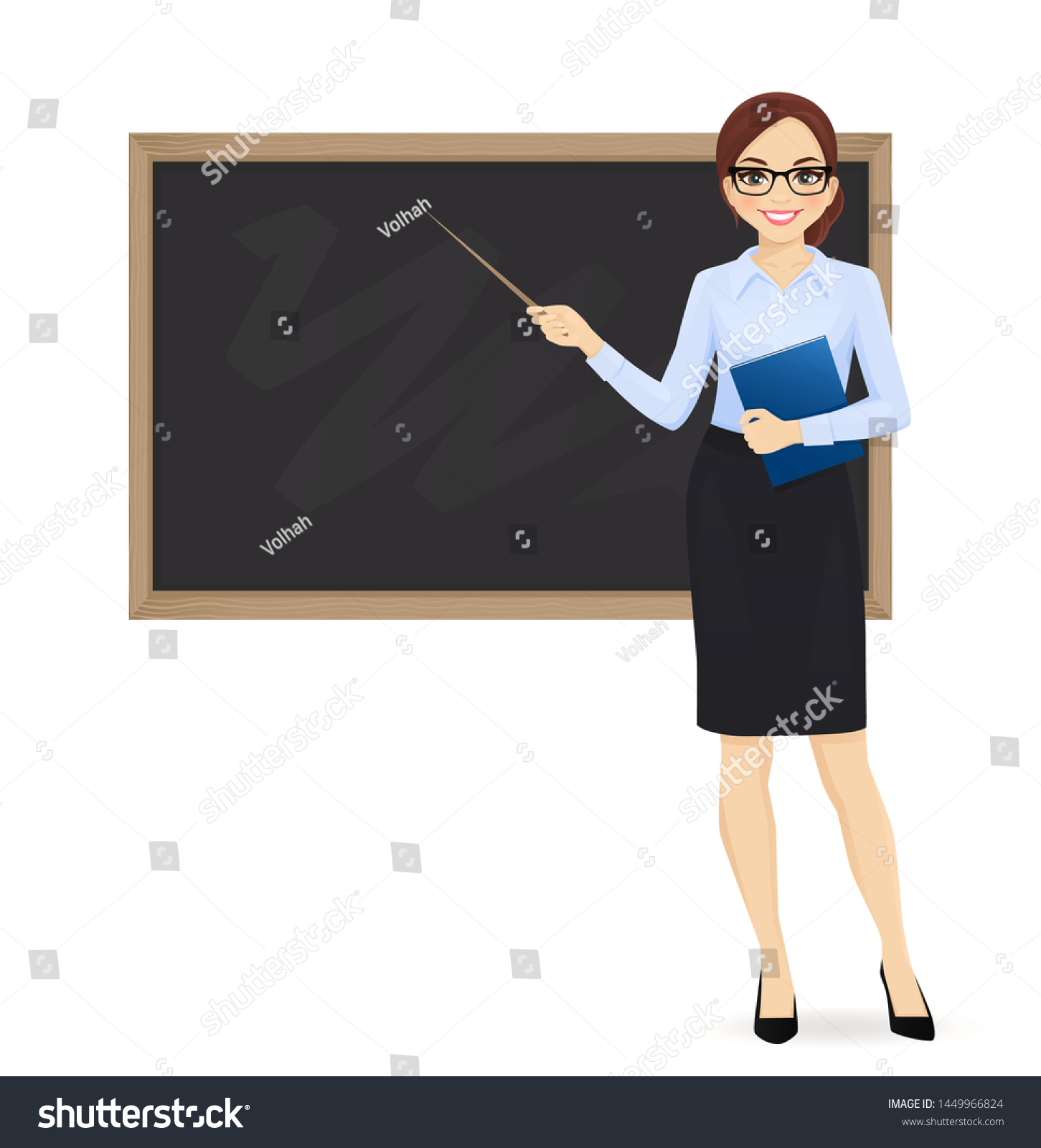 Female Teacher Blackboard Copy Space Showing Stock Vector Royalty Free 1449966824 Shutterstock 6958