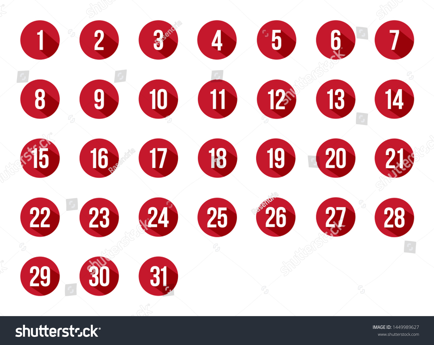 Set Number Calendar Circle Icon Design Stock Vector (Royalty Free ...