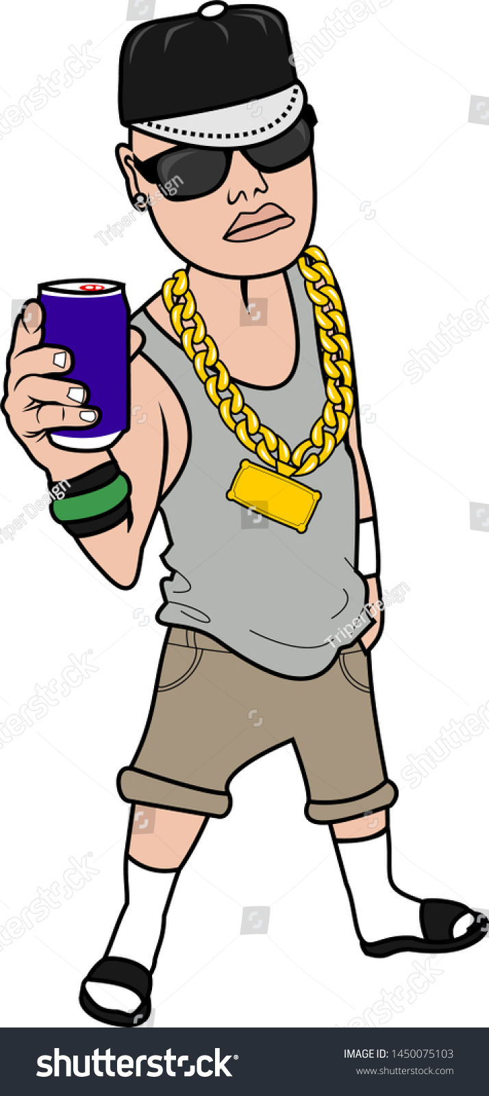 Rapper Boy Gold Chain Necklace Holding Stock Vector (Royalty Free ...