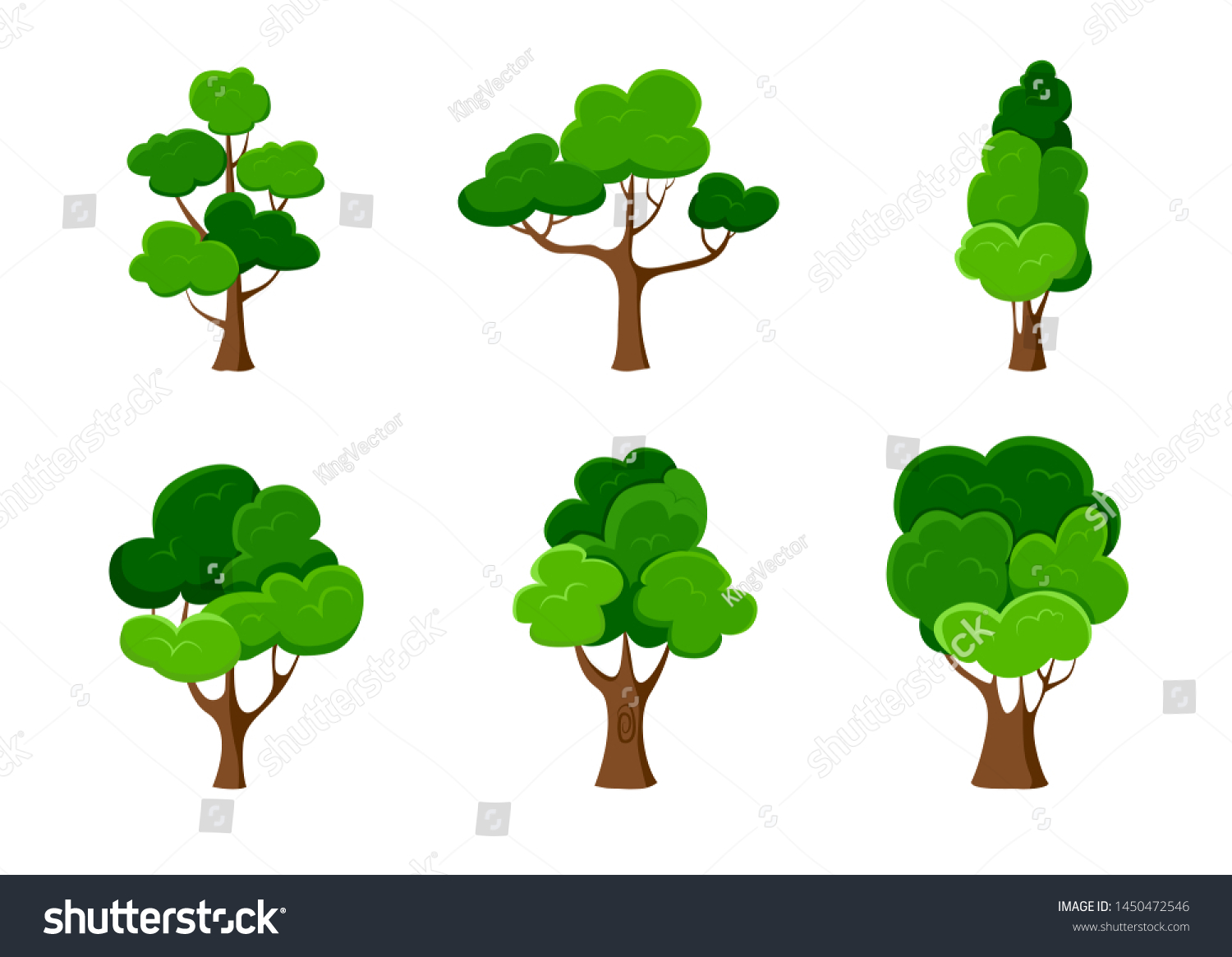 Set Trees Isolated On White Vector Stock Vector (Royalty Free ...