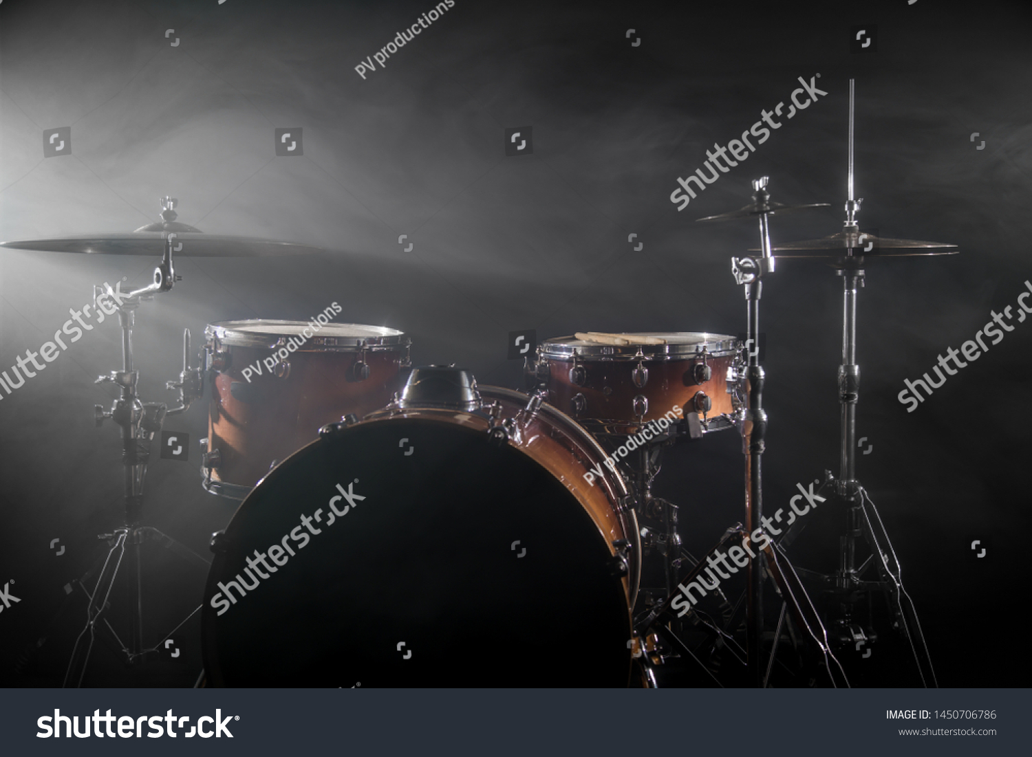 Drum Set On Stage Dark Background Stock Photo 1450706786 | Shutterstock