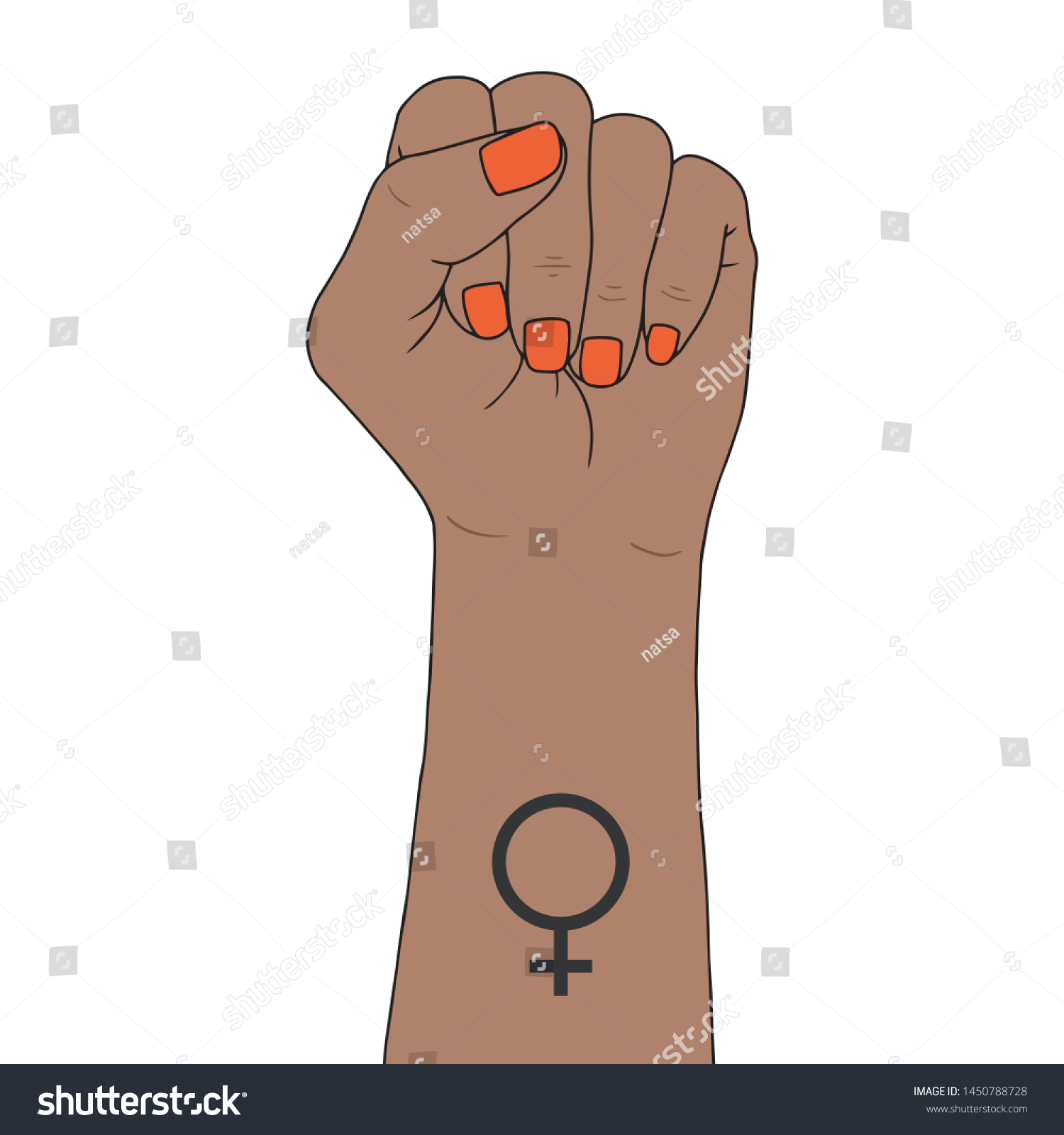 Feminism Symbol Fighting Fist Womanlovely Vector Stock Vector Royalty Free 1450788728 6671