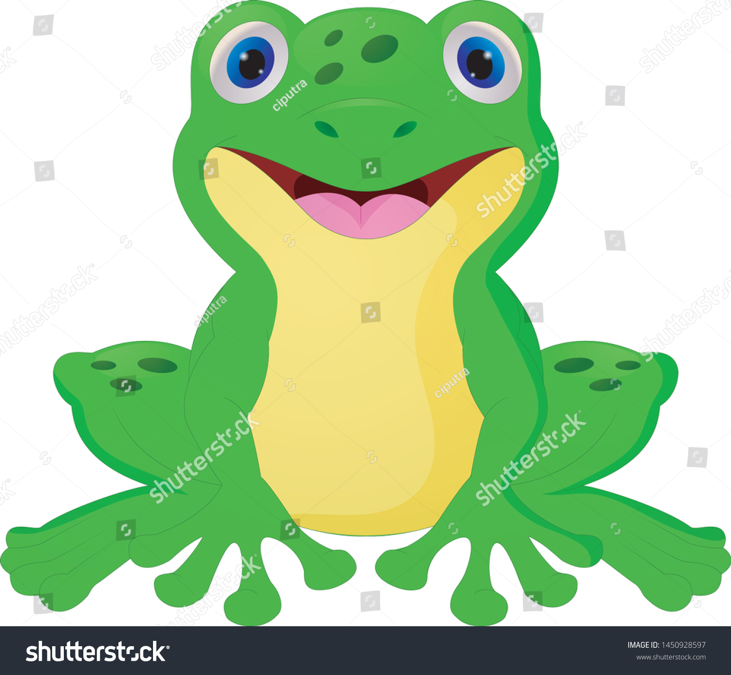 Cute Frog Cartoon Isolated On White Stock Vector (Royalty Free ...