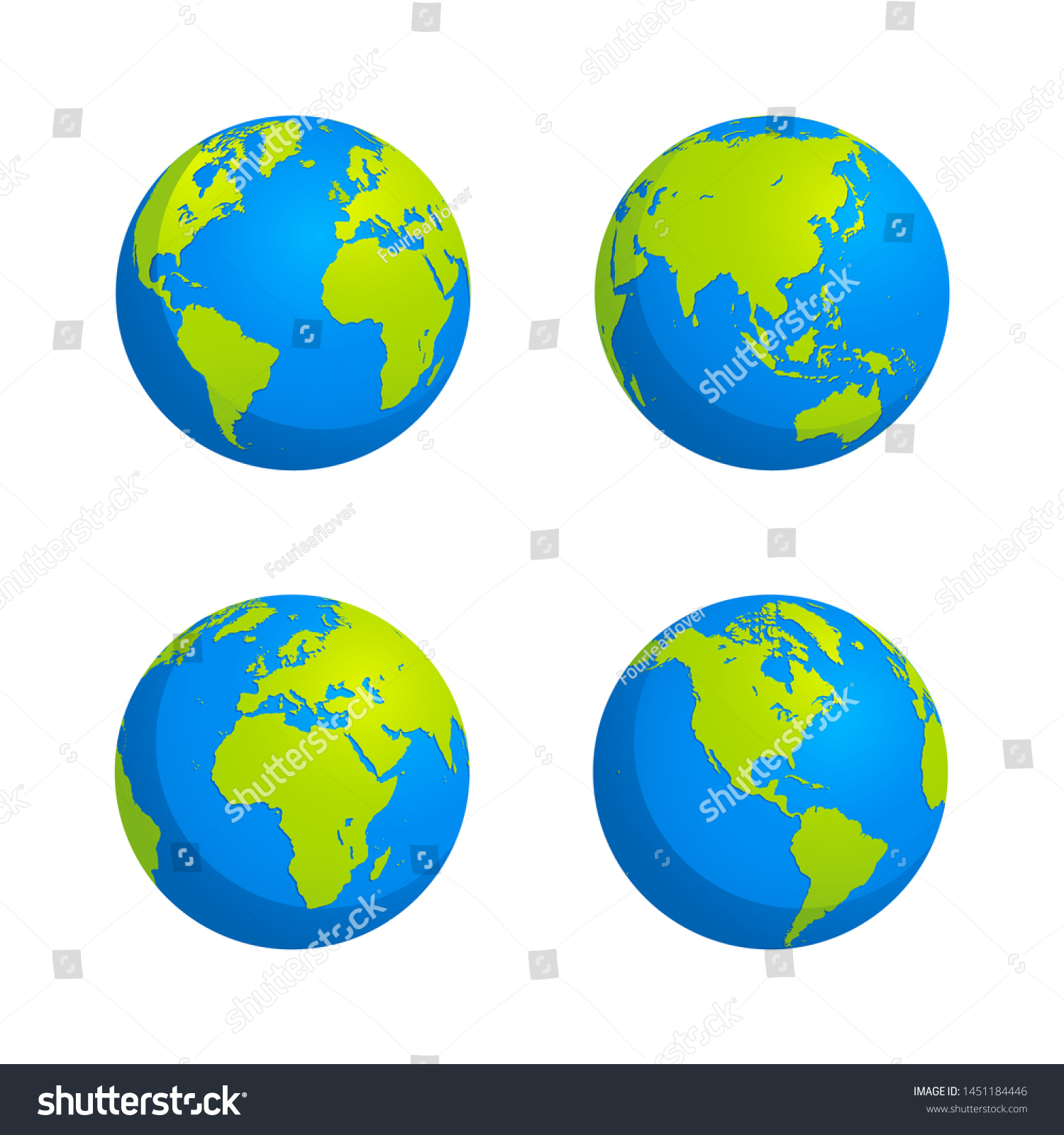 Earth Globe World Map Set Planet Stock Vector (Royalty Free) 1451184446 ...