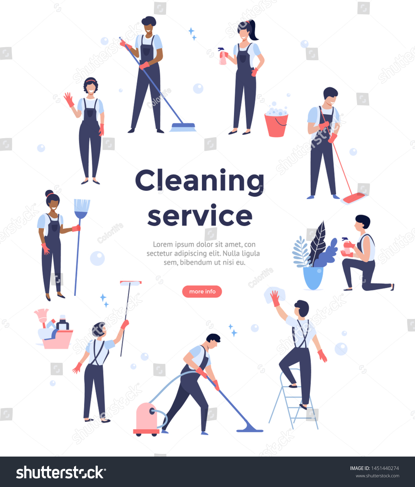 Cleaning Service Team Working Concept Illustration Stock Vector ...