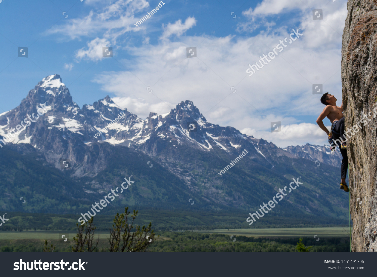 Rock Climbing Grand Teton National Park Stock Photo 1451491706