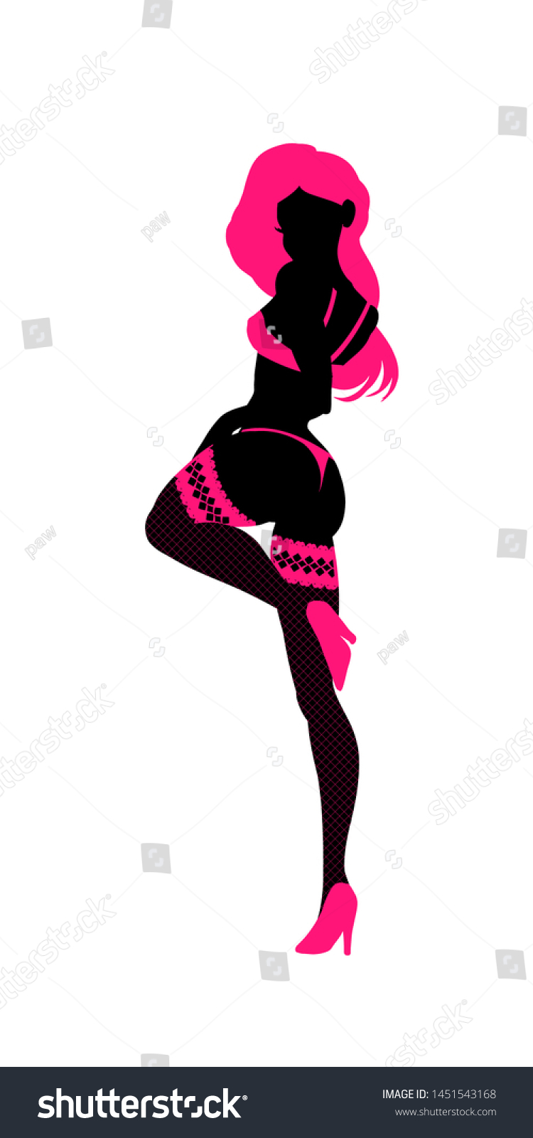 Sexy Woman Silhouette Underwear Club Burlesque Stock Vector Royalty