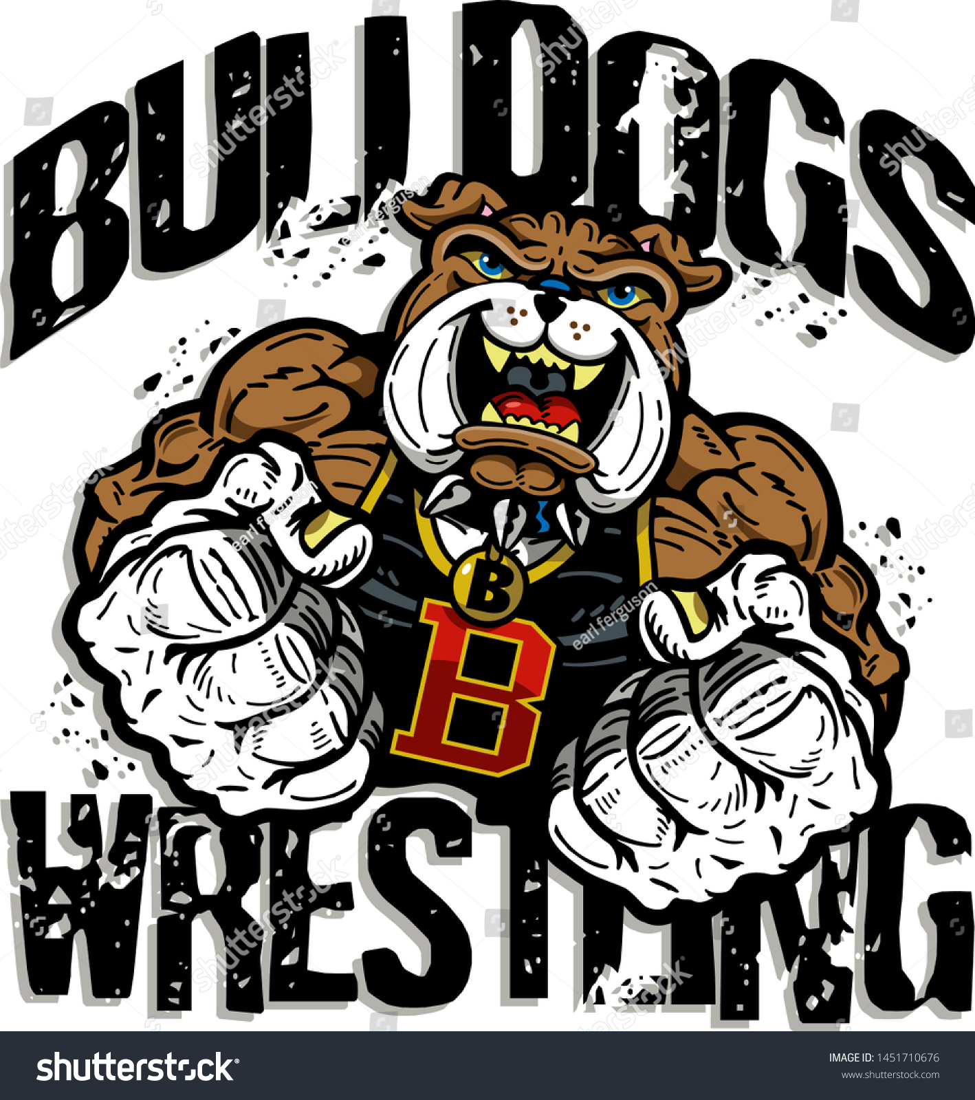 Bulldogs Wrestling Team Design Muscular Mascot Stock Vector (Royalty ...