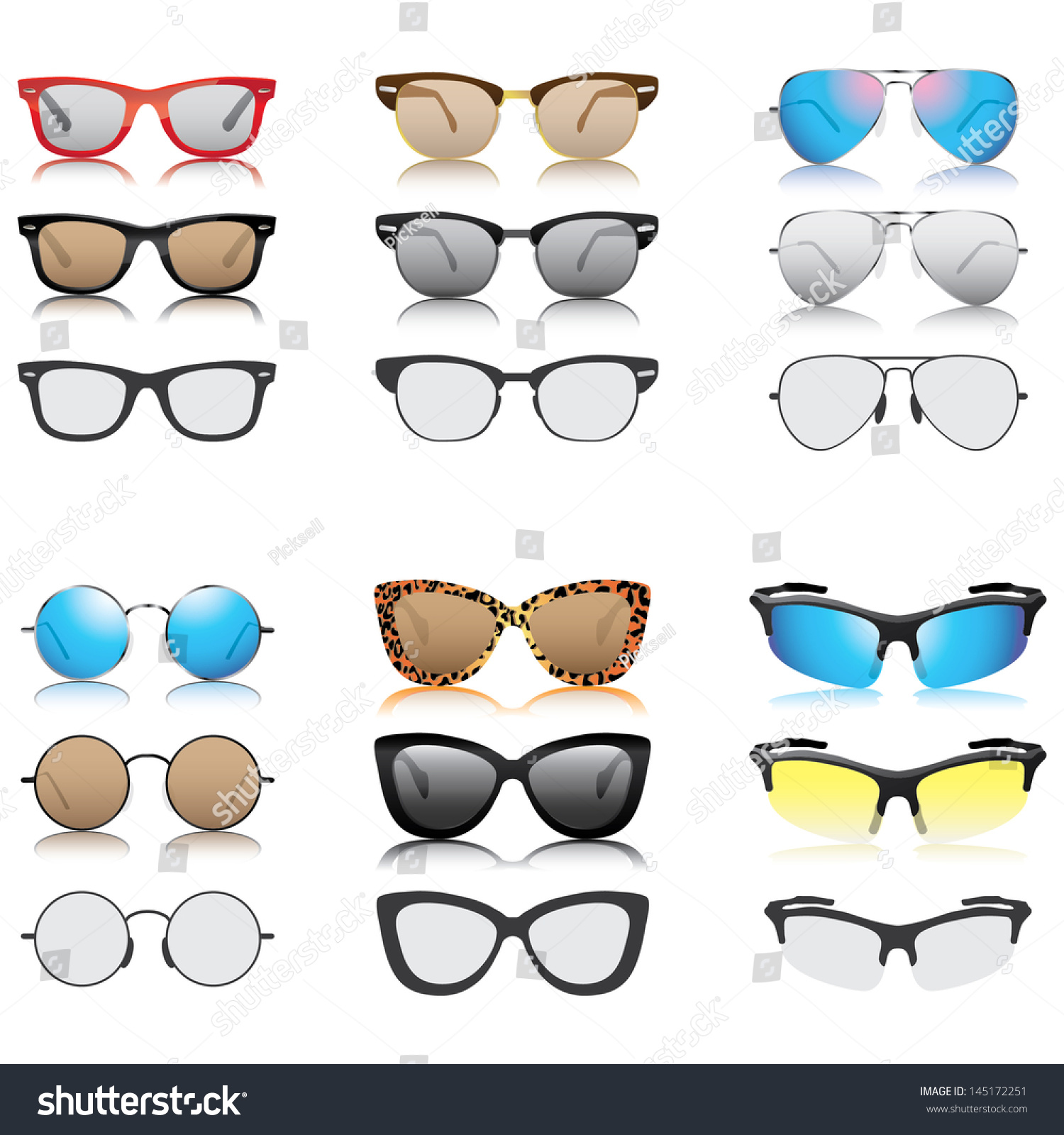 Sunglasses Set Vector Stock Vector (Royalty Free) 145172251 | Shutterstock