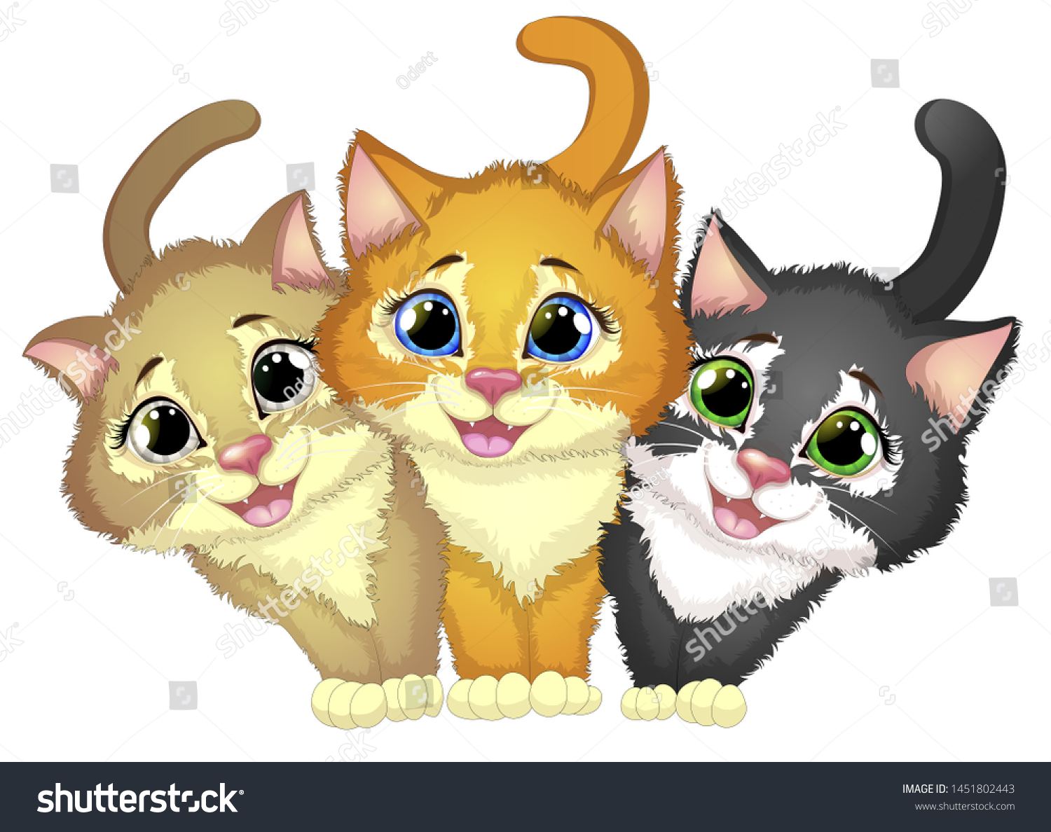 Three Smiling Cats Your Design Vector Stock Vector (Royalty Free ...