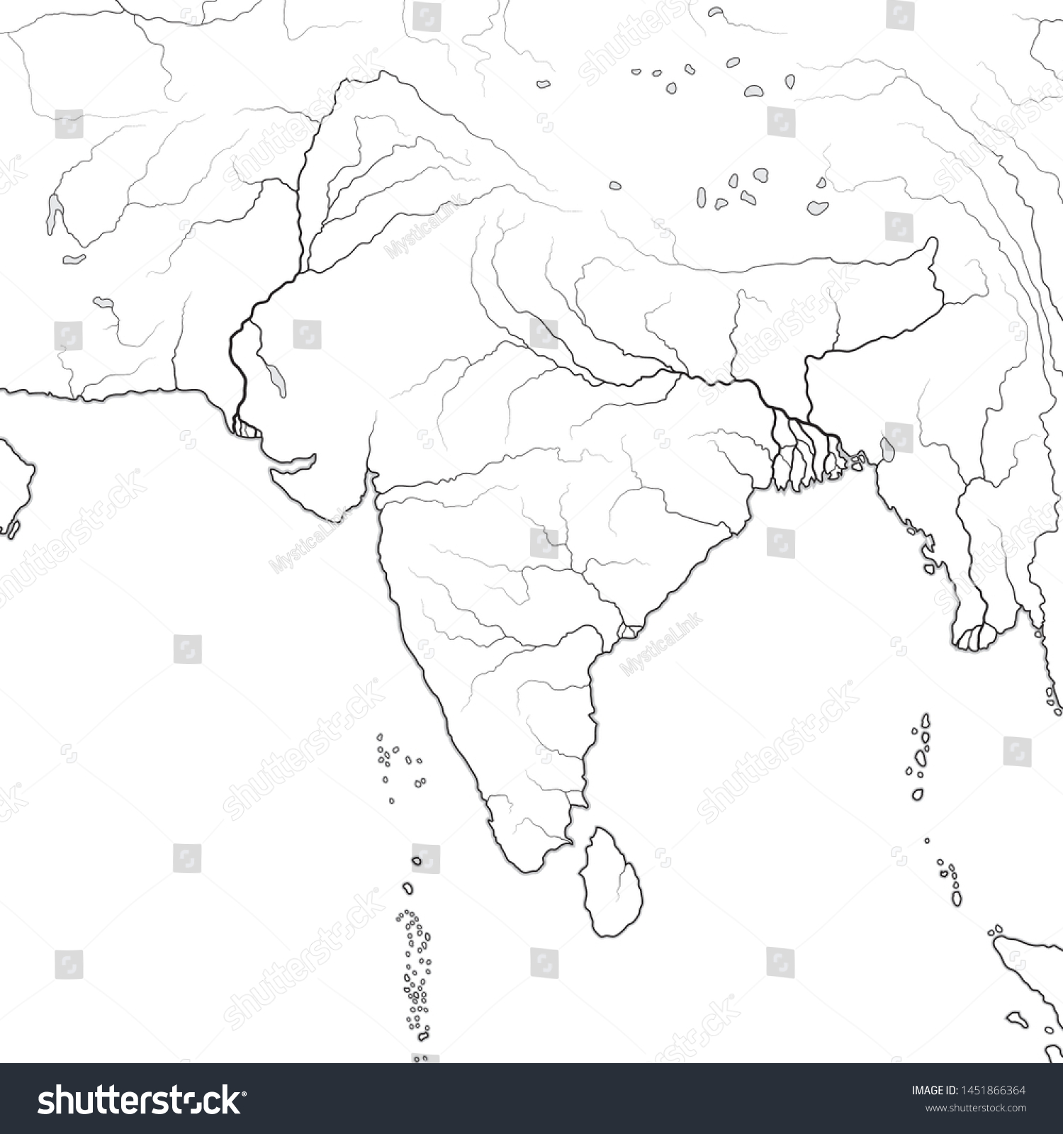 World Map Indian Subcontinent South Asia Stock Vector (Royalty Free ...