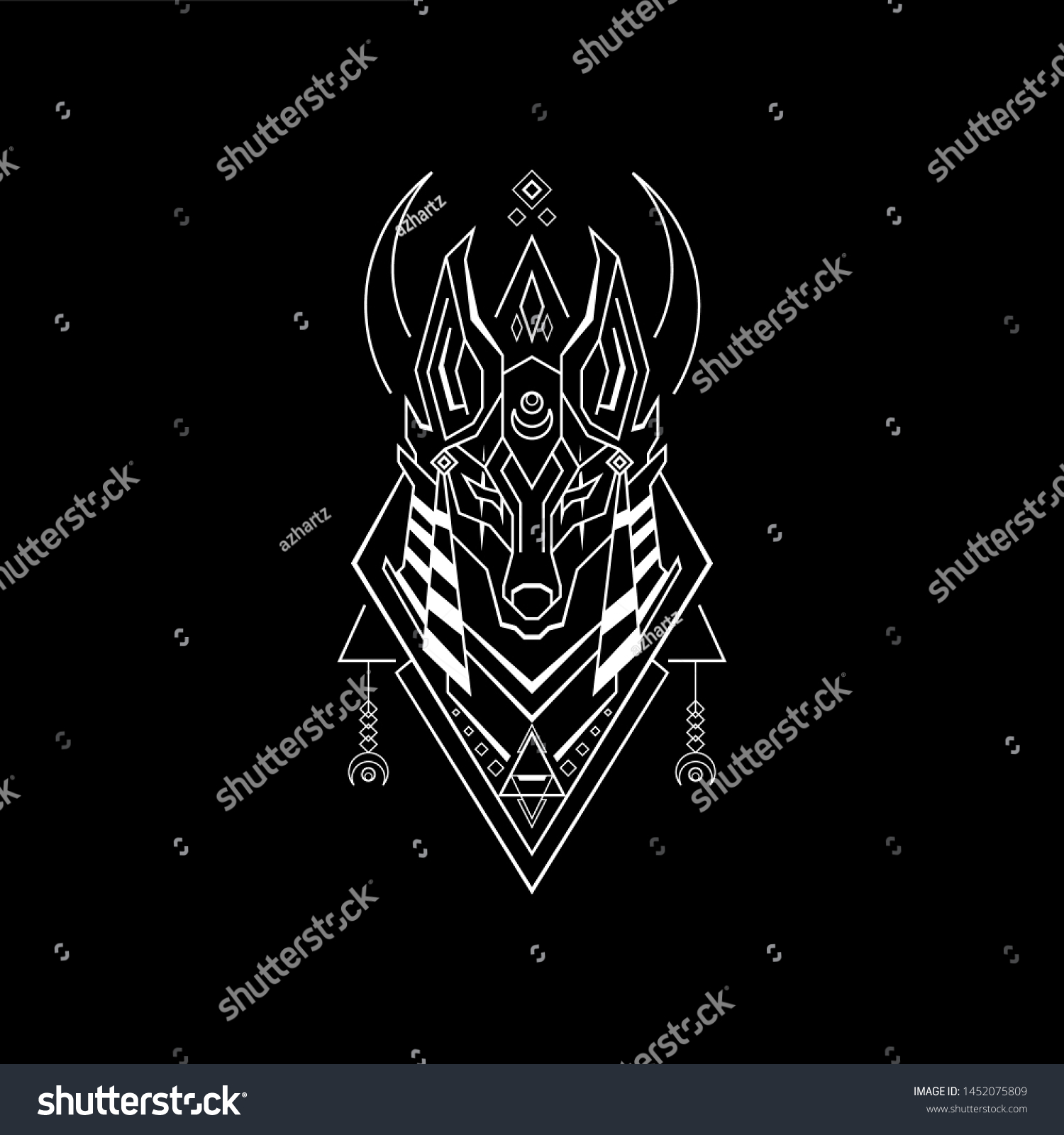 Anubis Moon Line Style Merchandise Other Stock Vector (Royalty Free ...