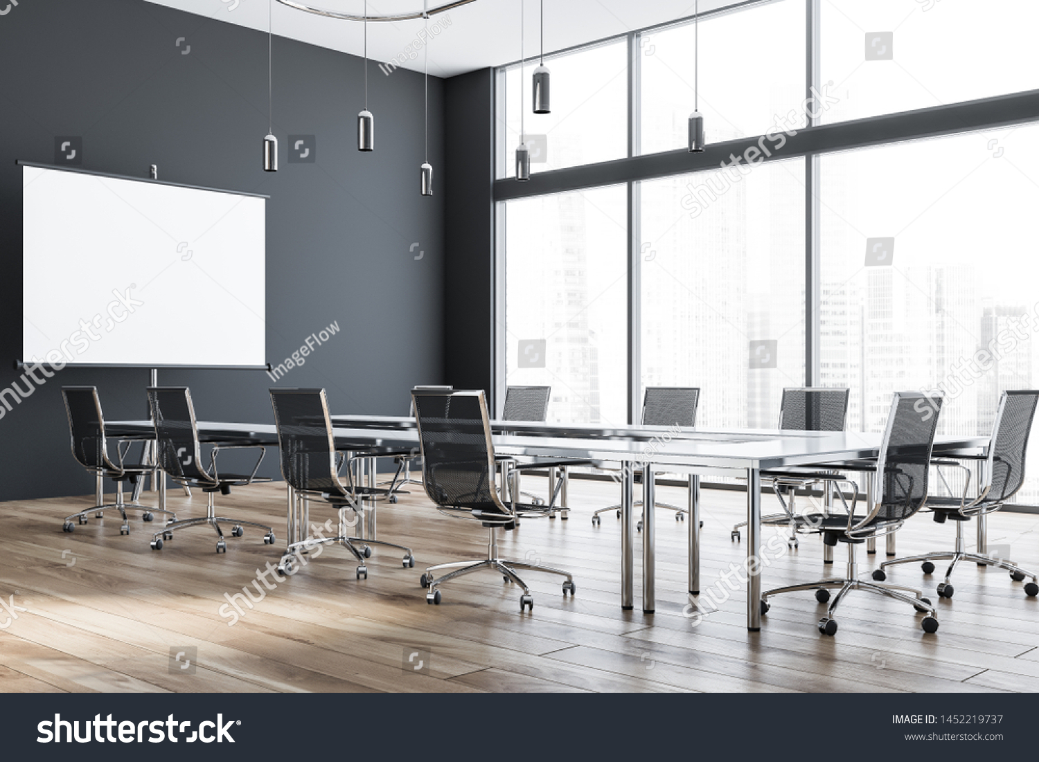 Interior Modern Office Meeting Room Grey Stock Illustration 1452219737 ...