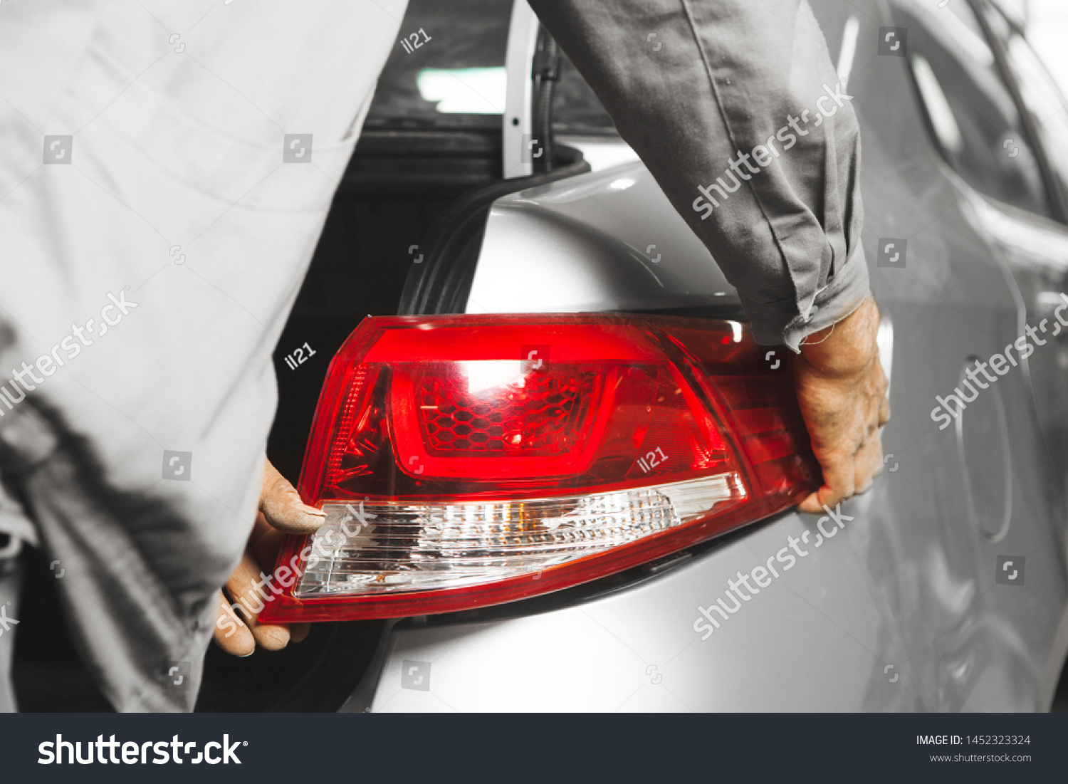 Installation Tail Light On Car Closeup Stock Photo 1452323324 ...