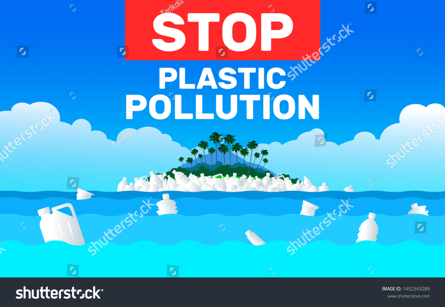 Plastic Waste Floating Near Tropical Islandstop Stock Vector (Royalty ...