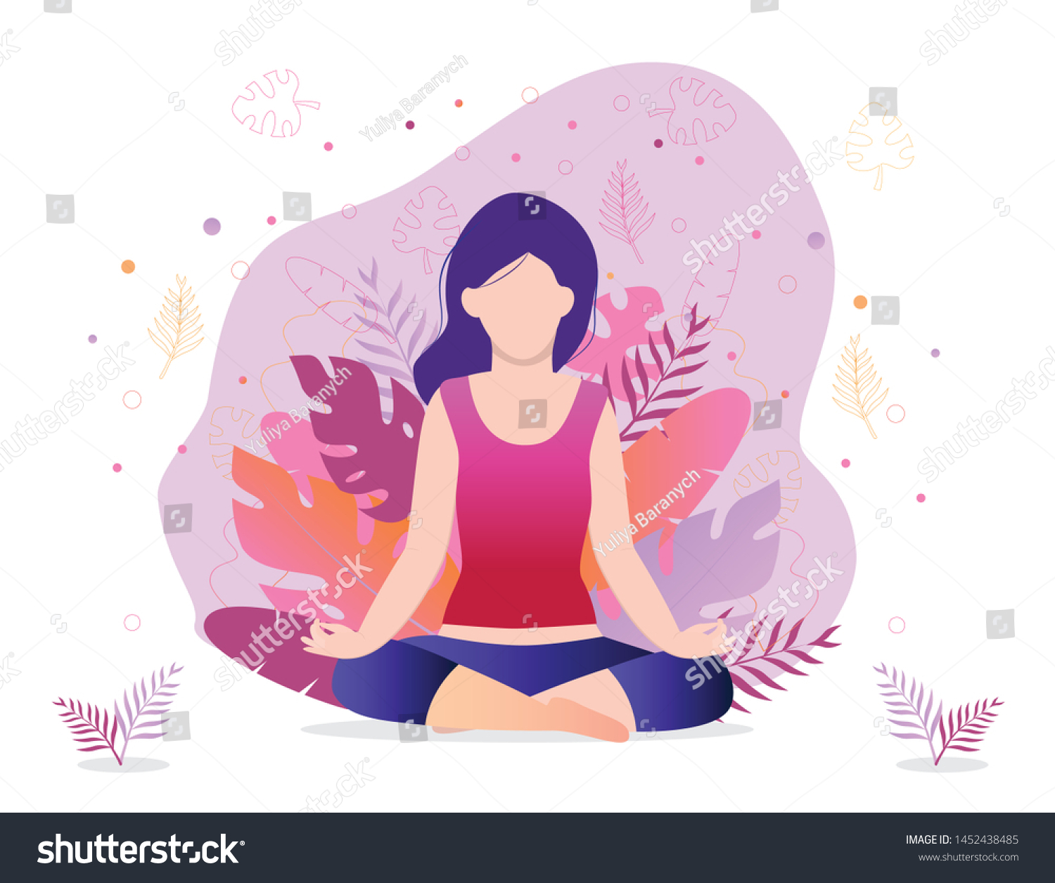 Girl Sitting Lotus Position Trendy Vector Stock Vector (Royalty Free ...