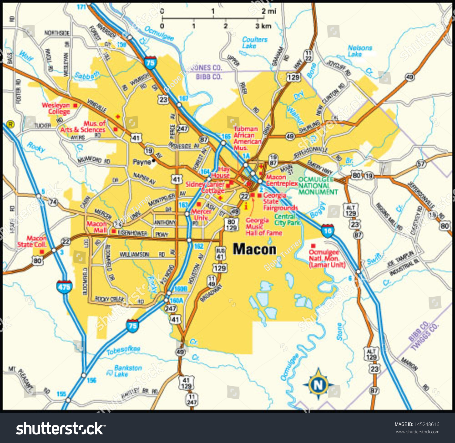 Macon Georgia Area Map 库存矢量图（免版税）145248616 Shutterstock