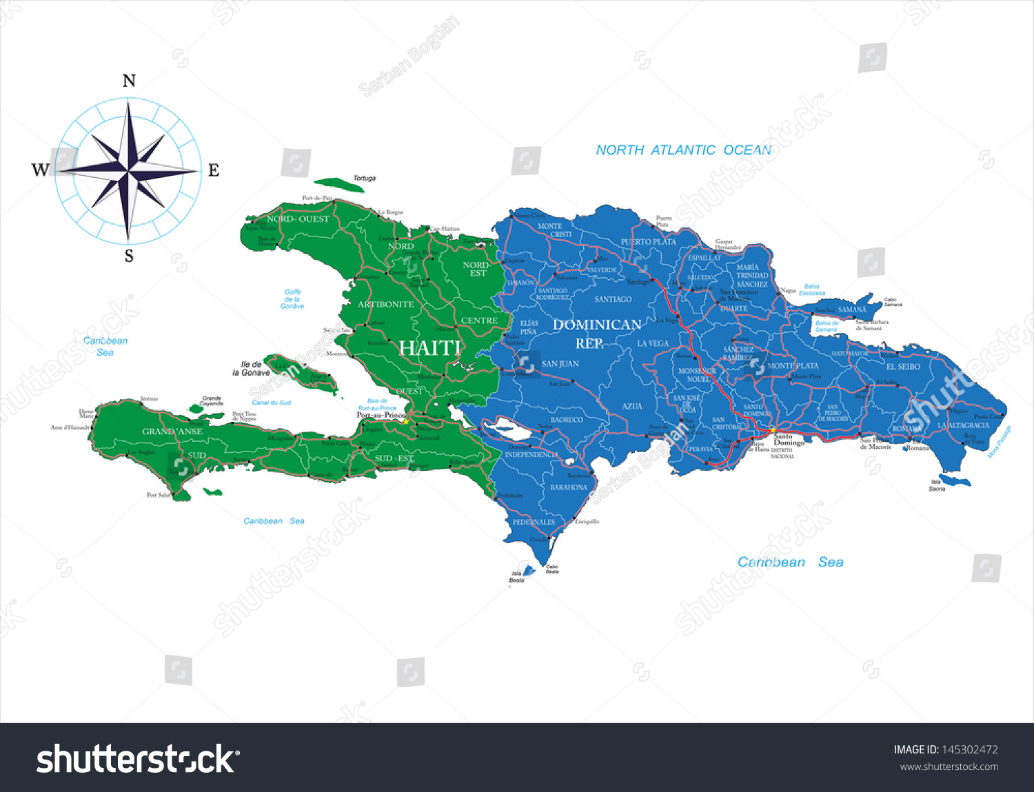 Dominican Republic Haiti Map Stock Vector Royalty Free 145302472   Stock Vector Dominican Republic And Haiti Map 145302472 