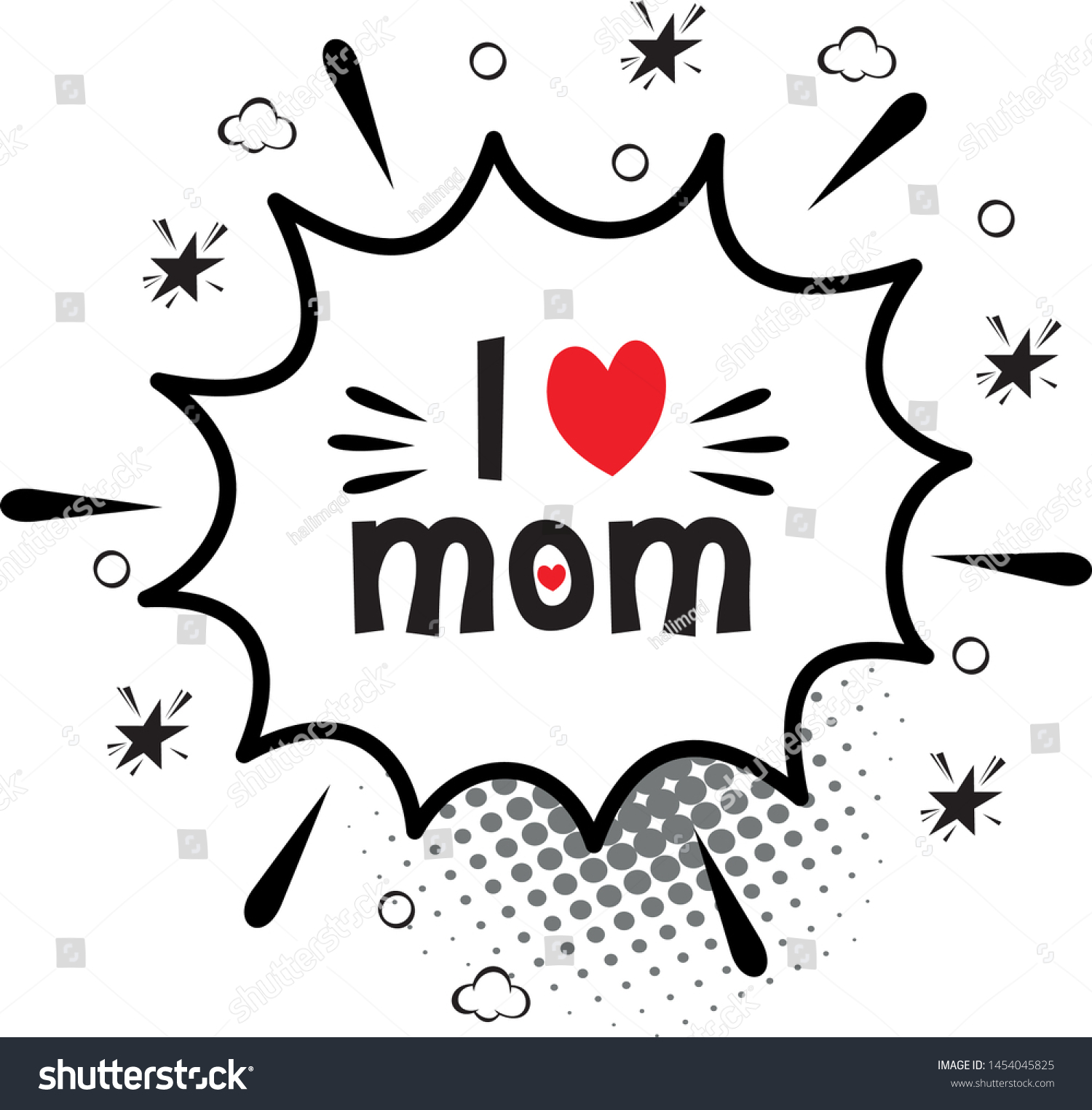 Love Mom Lettering Comic Bubble Speech Stock Vector (royalty Free 